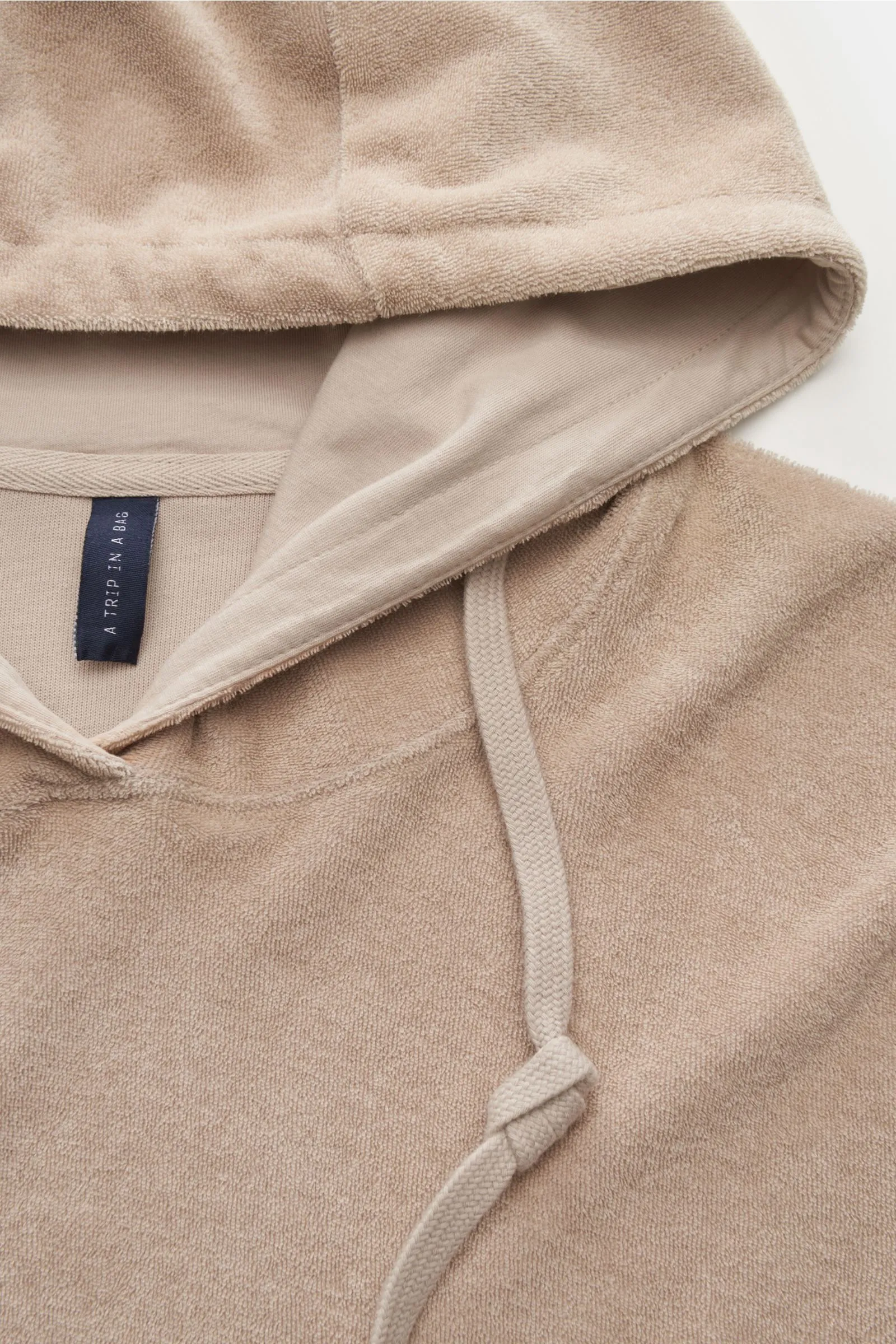 04651/ A TRIP IN A BAG terrycloth hooded jumper 'Terry Hoodie' beige