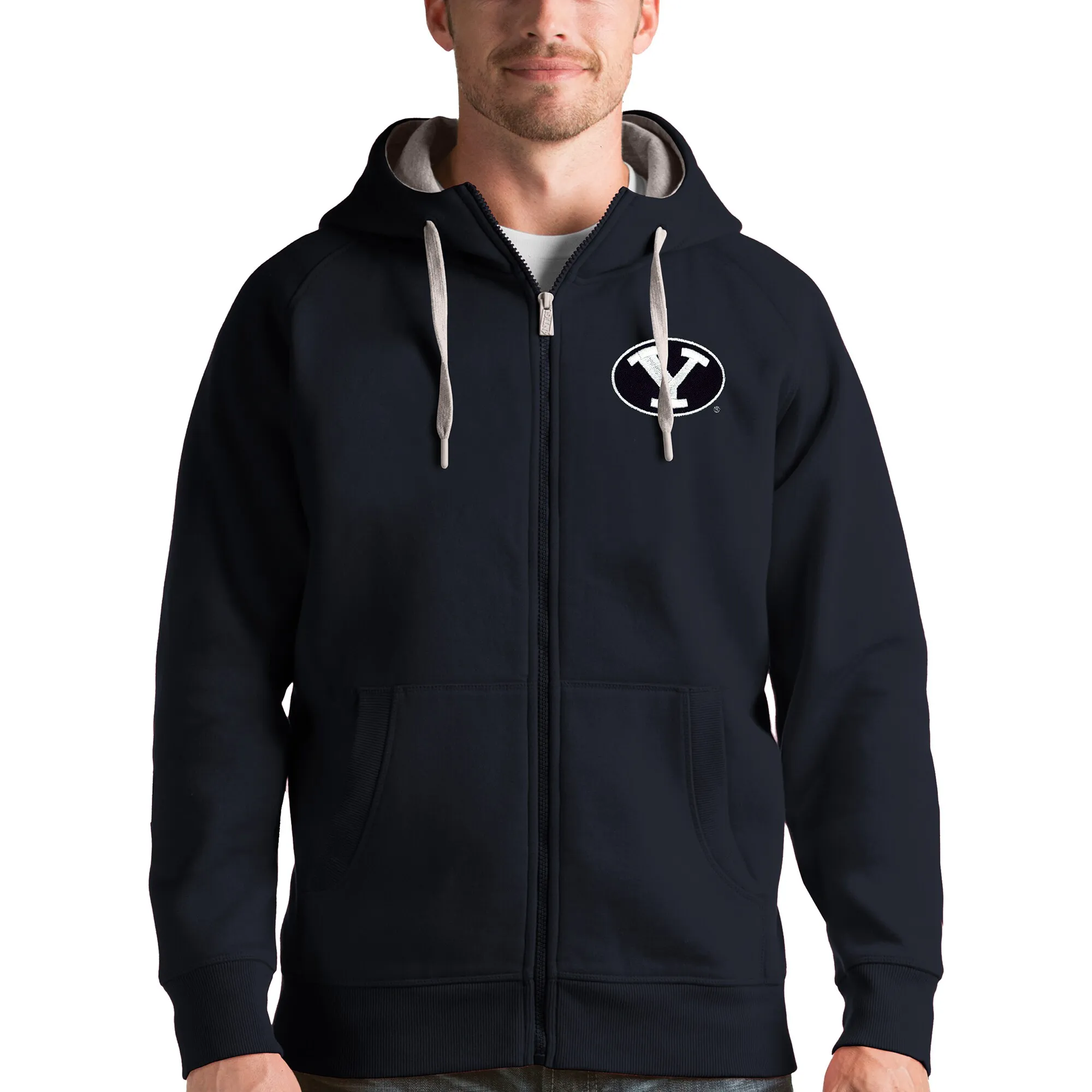 Antigua BYU Cougars Charcoal Victory Full-Zip Hoodie