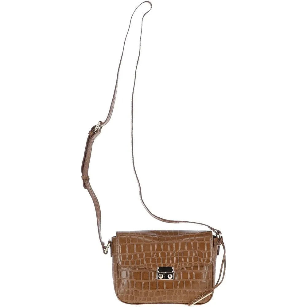 Ashwood Crocodile Print Cross Body Bag Tan/croc: C-50 Croc