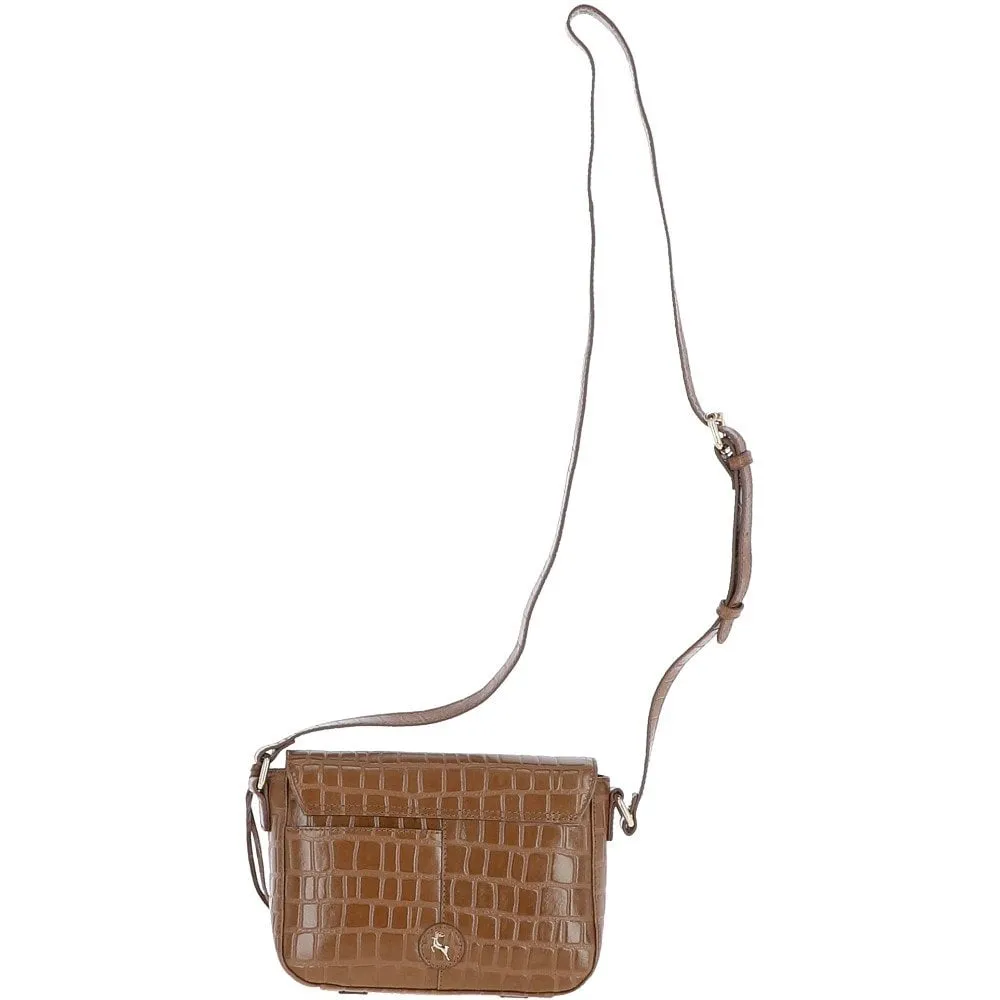 Ashwood Crocodile Print Cross Body Bag Tan/croc: C-50 Croc