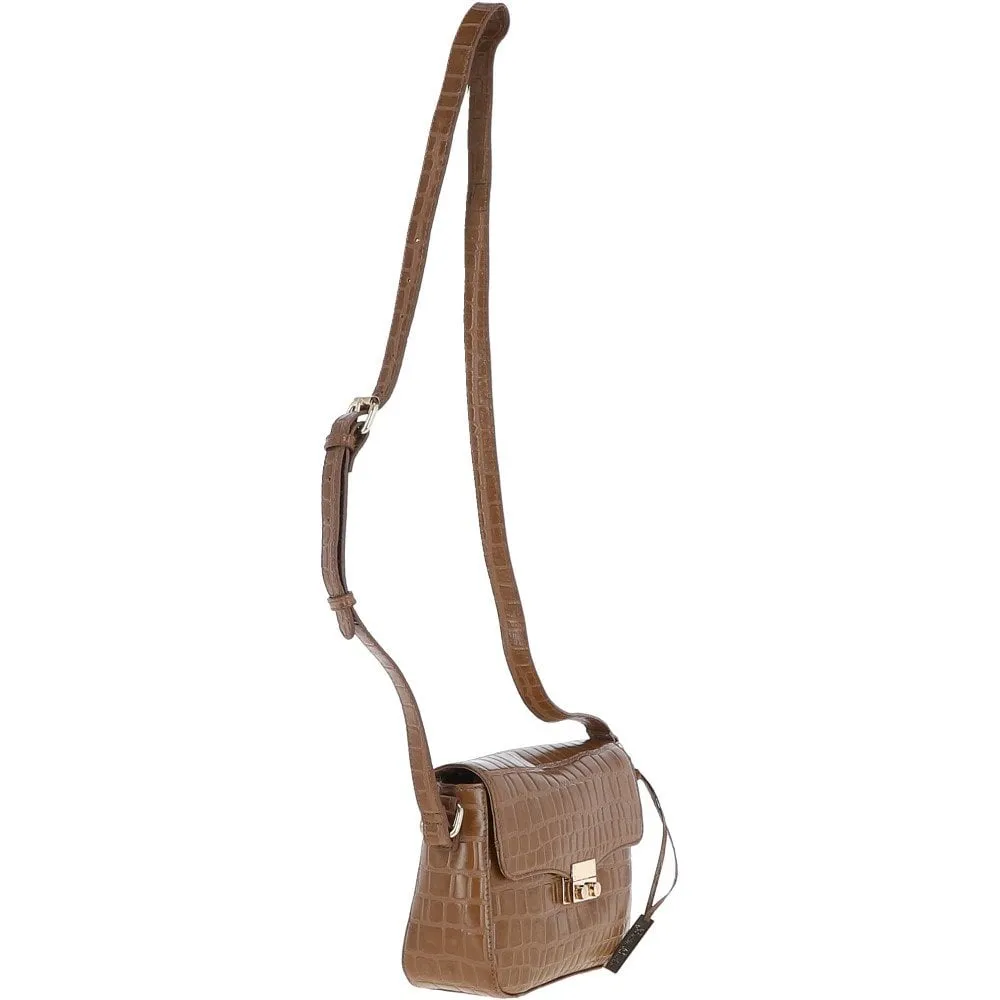 Ashwood Crocodile Print Cross Body Bag Tan/croc: C-50 Croc