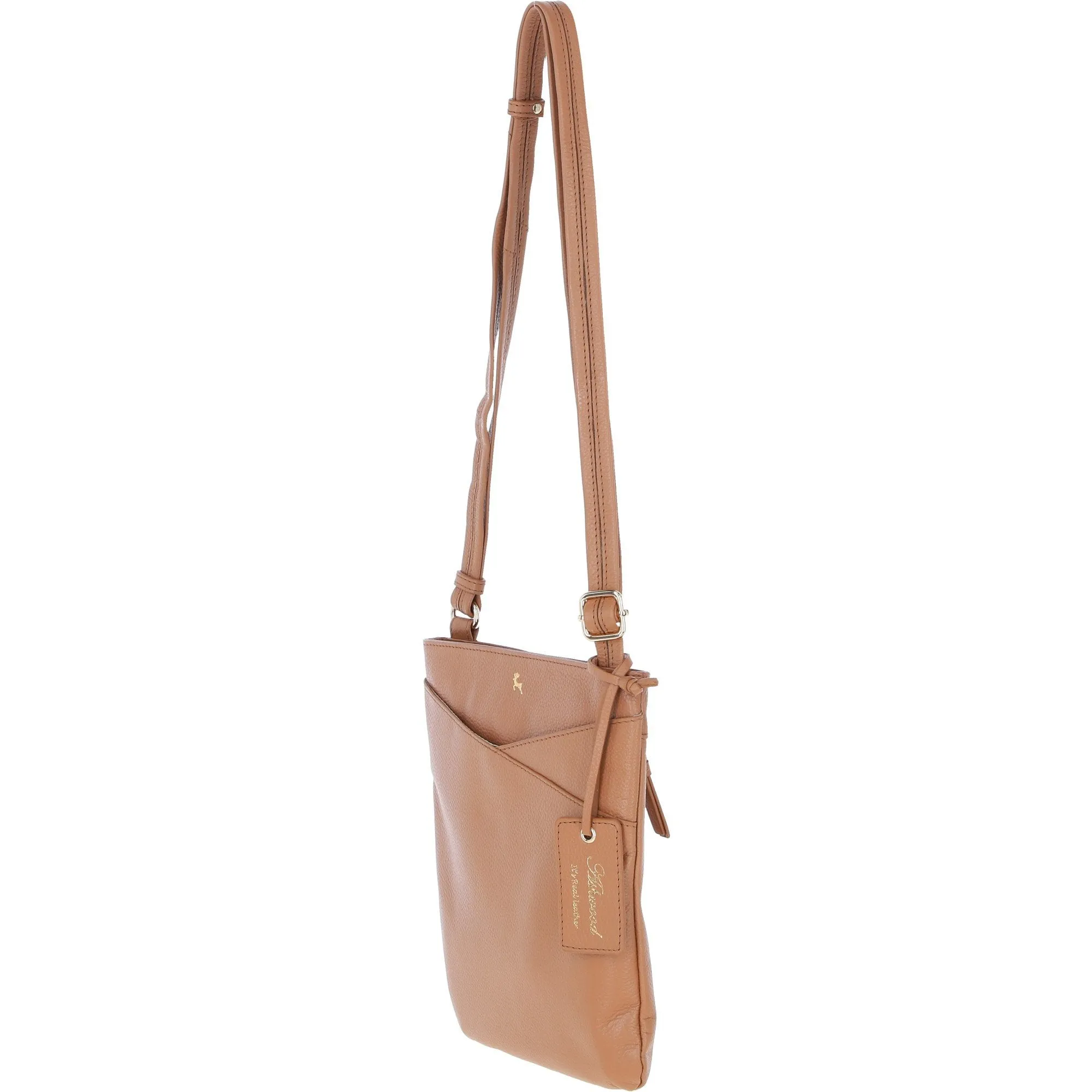 Ashwood Curve  Zip Top Leather Cross Body Bag Butterscotch: 64640/curve