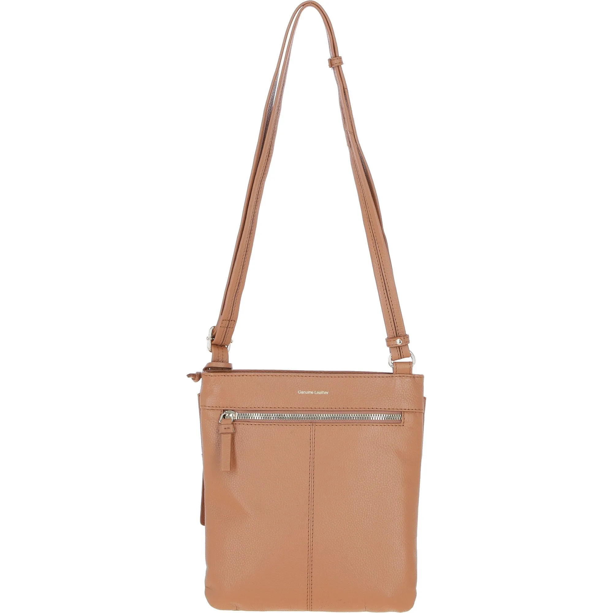 Ashwood Curve  Zip Top Leather Cross Body Bag Butterscotch: 64640/curve