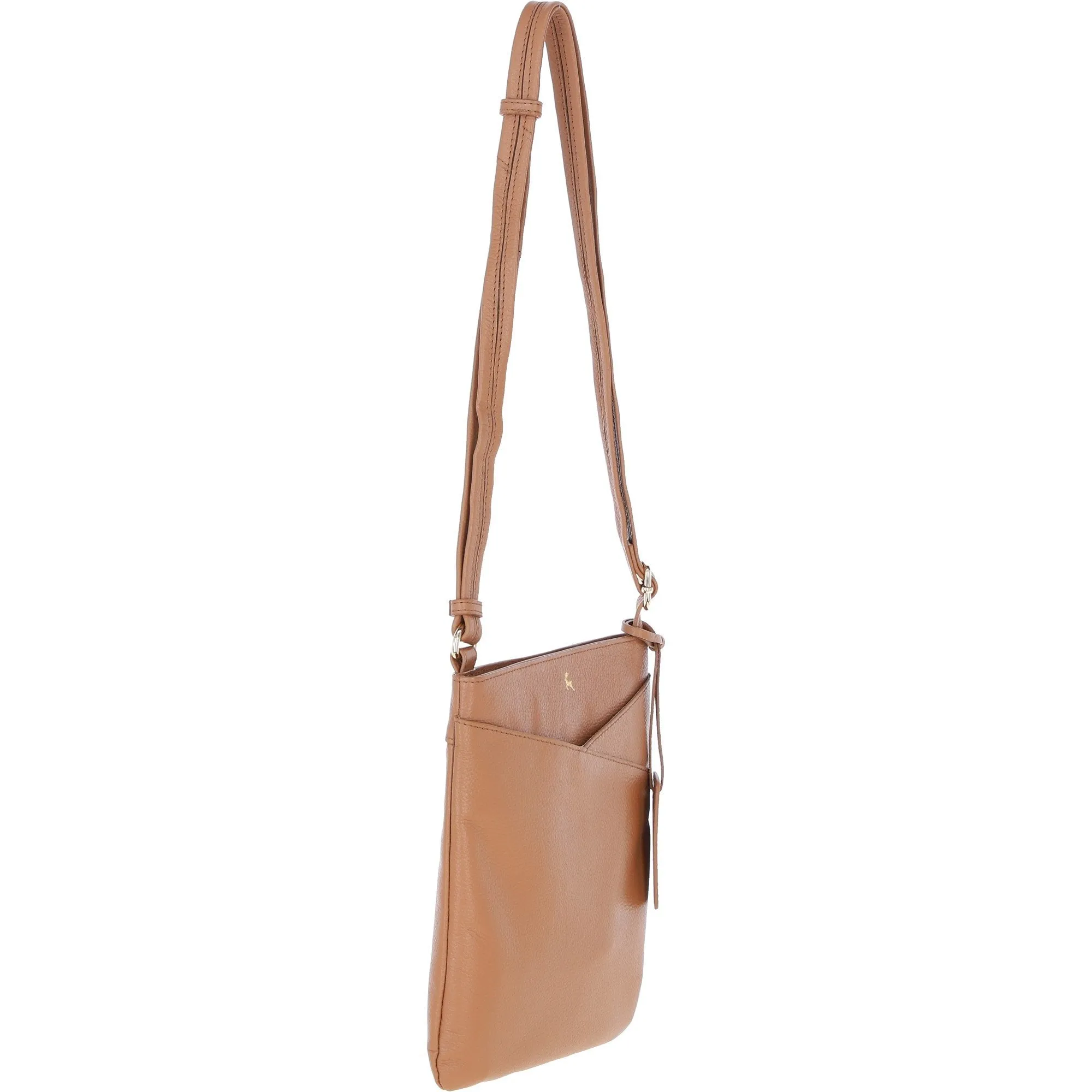 Ashwood Curve  Zip Top Leather Cross Body Bag Butterscotch: 64640/curve