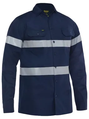 Bisley Workwear BS6883T Mens Taped Cool Lightweight Drill Shirt - Navy - XS