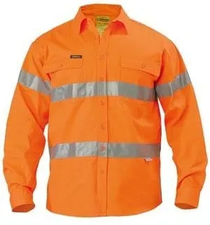 Bisley Workwear BT6482 Shirt - Drill - Reflective Tape - Orange - Xs