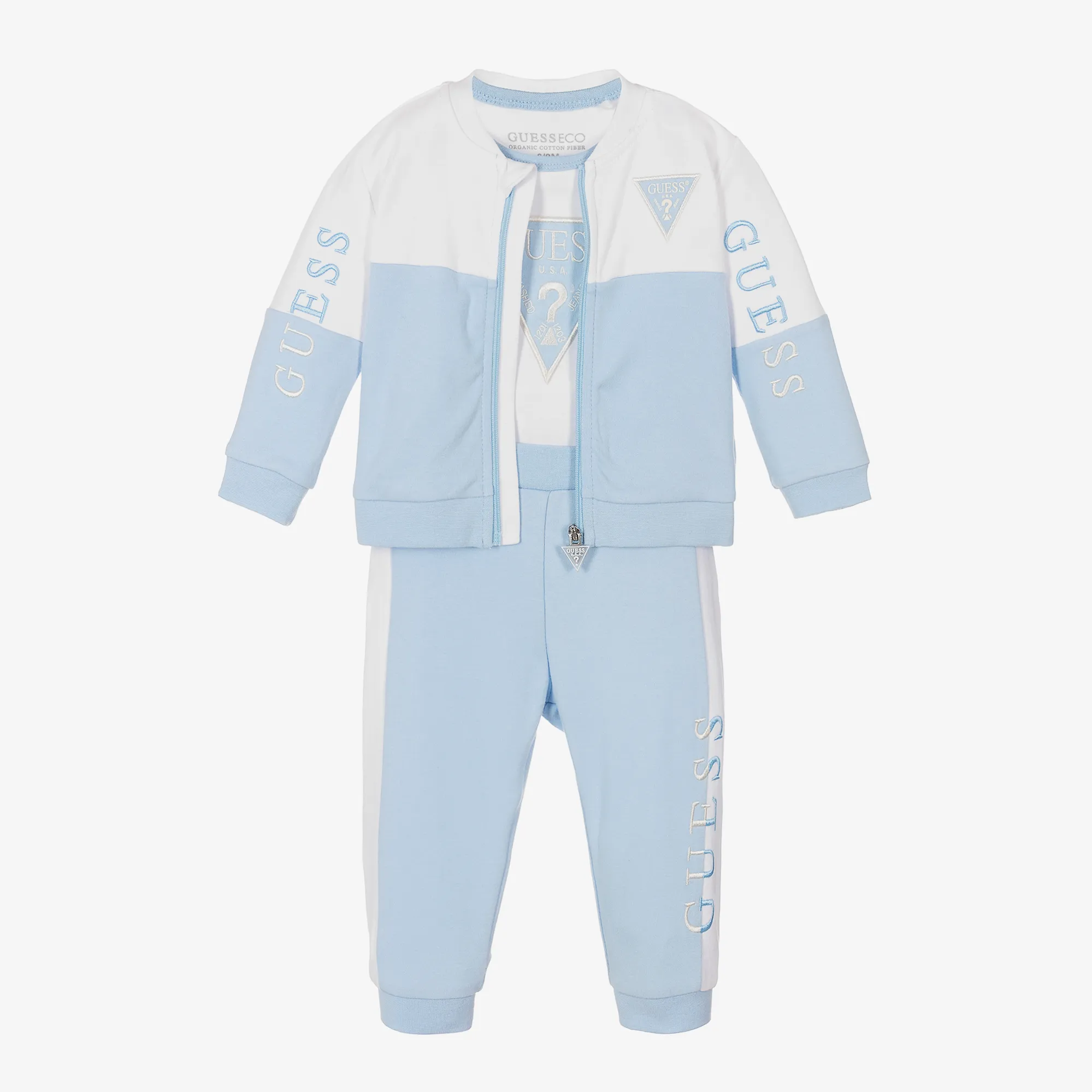 Blue & White Cotton Baby Tracksuit Set