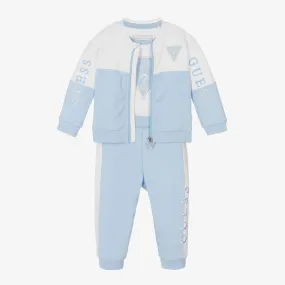 Blue & White Cotton Baby Tracksuit Set