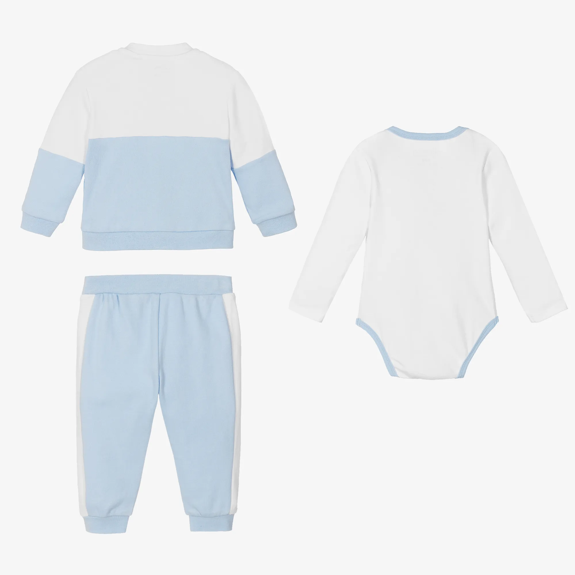 Blue & White Cotton Baby Tracksuit Set