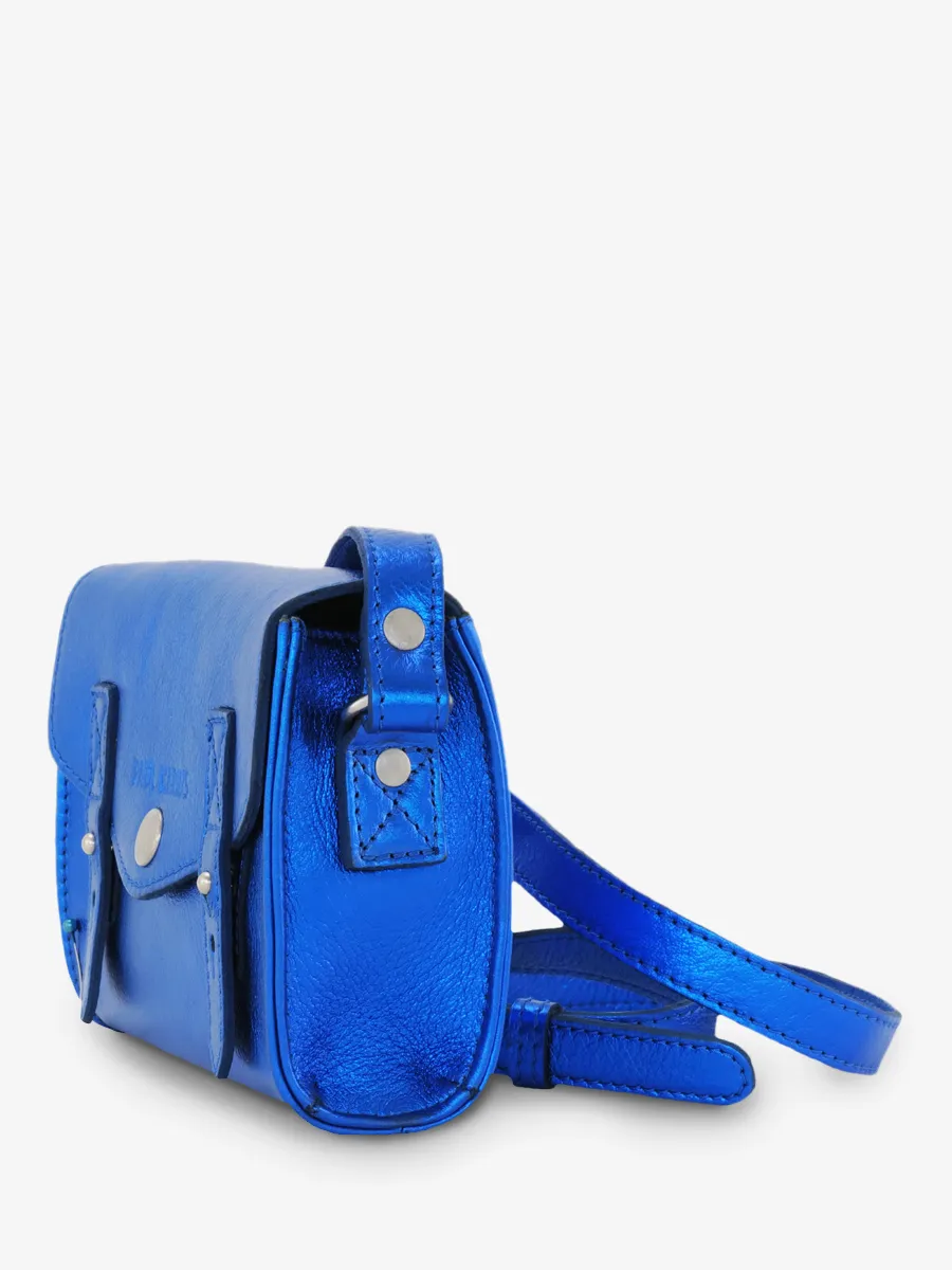 Blue Leather Cross-body Bag for Women - LeMini Indispensable Electric Blue | PAUL MARIUS