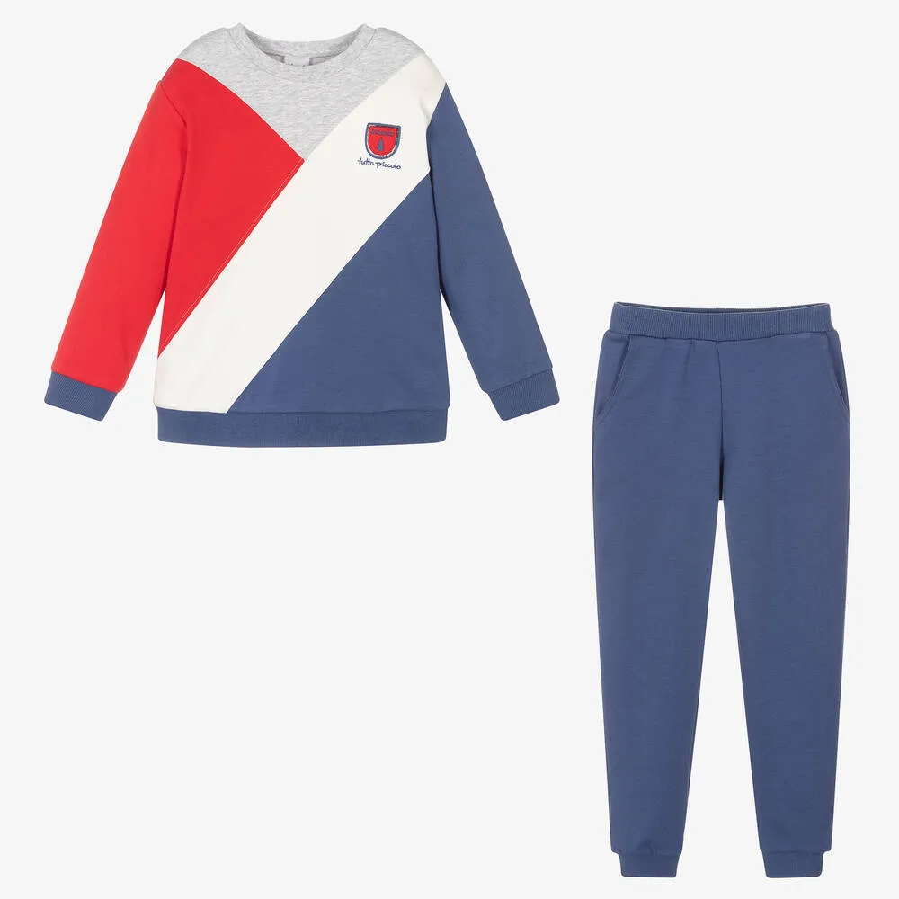 Boys Blue Cotton Tracksuit