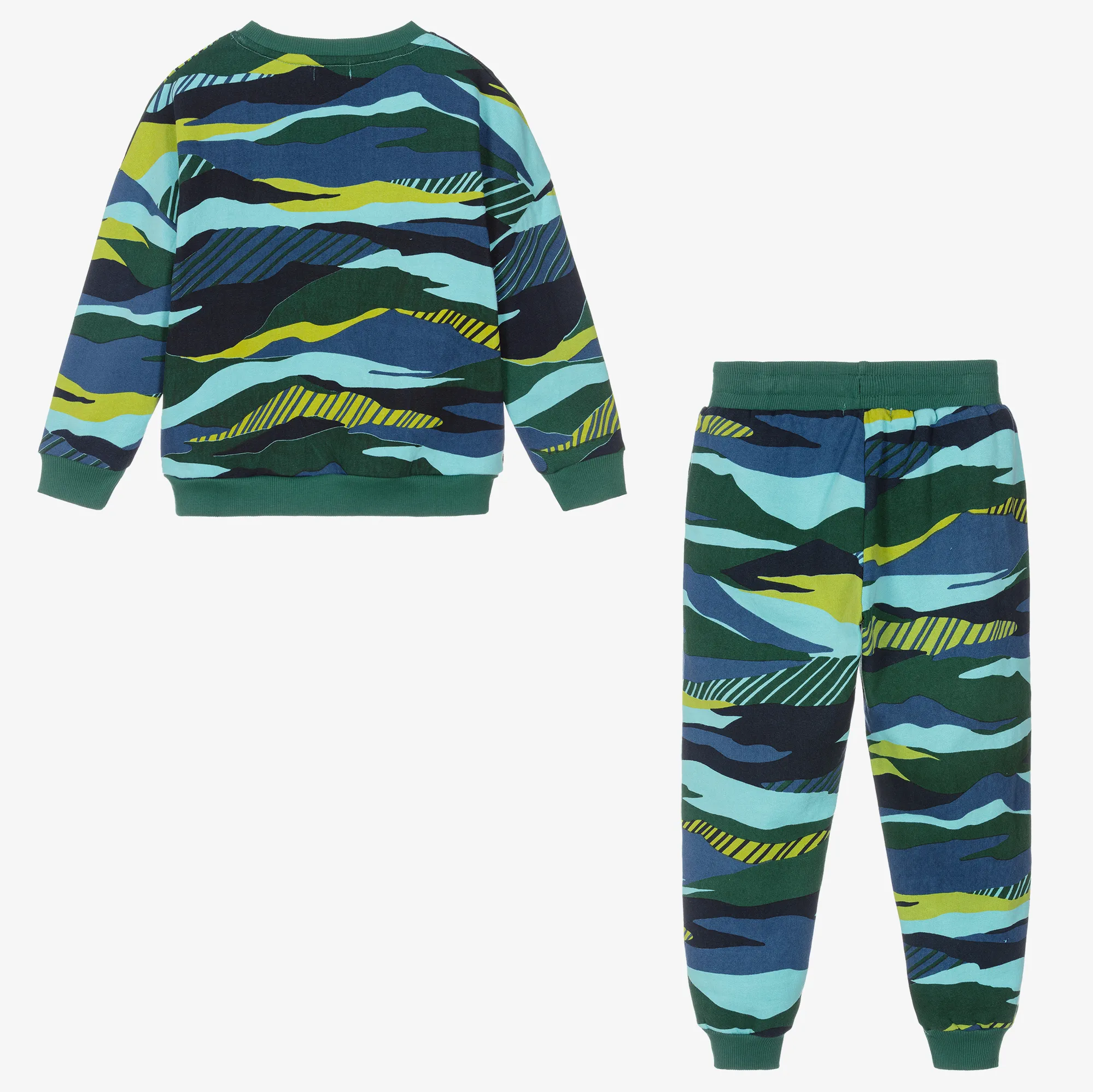 Boys Green & Blue Cotton Tracksuit