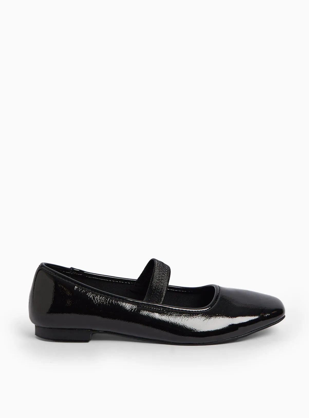 Buy Black Patent Ballerina Pumps 4 | Workwear | Tu