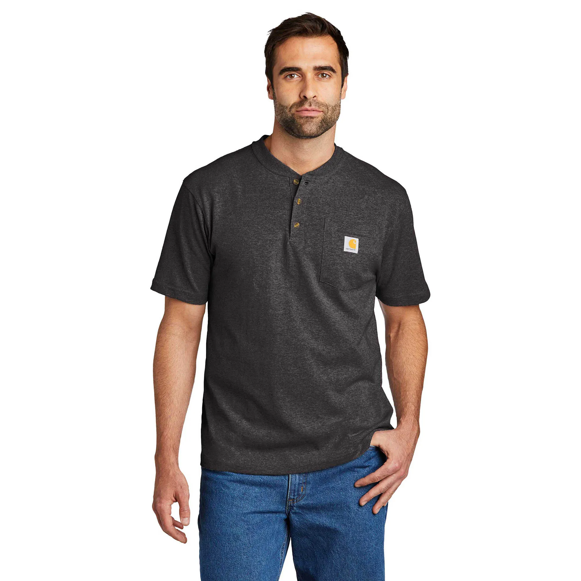 Carhartt K84 Workwear Short Sleeve Henley T-Shirt - Carbon Heather