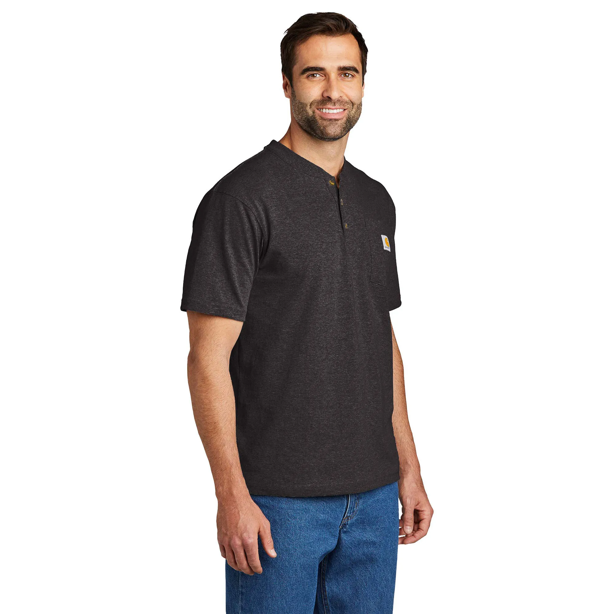 Carhartt K84 Workwear Short Sleeve Henley T-Shirt - Carbon Heather