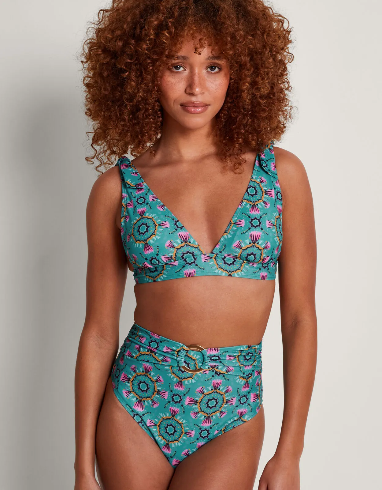 Carla Print Bikini Top Teal