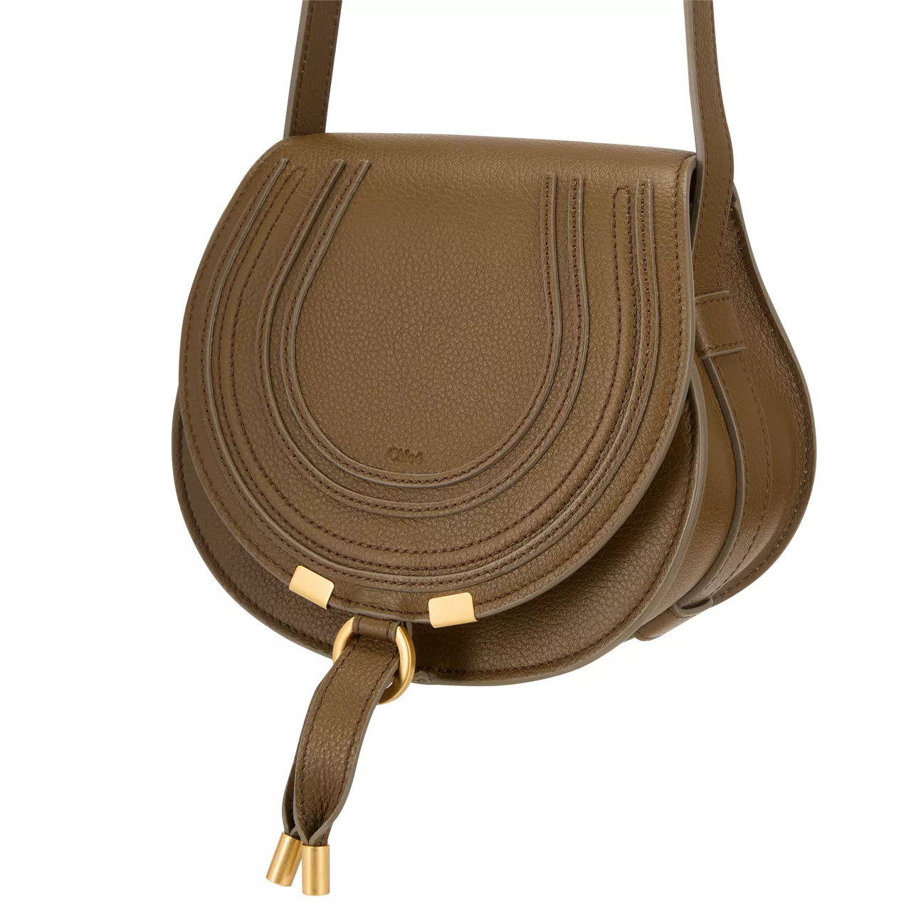 CHLOÉ The Sustainable Edit Marcie Small Leather Saddle Bag - Dark Khaki