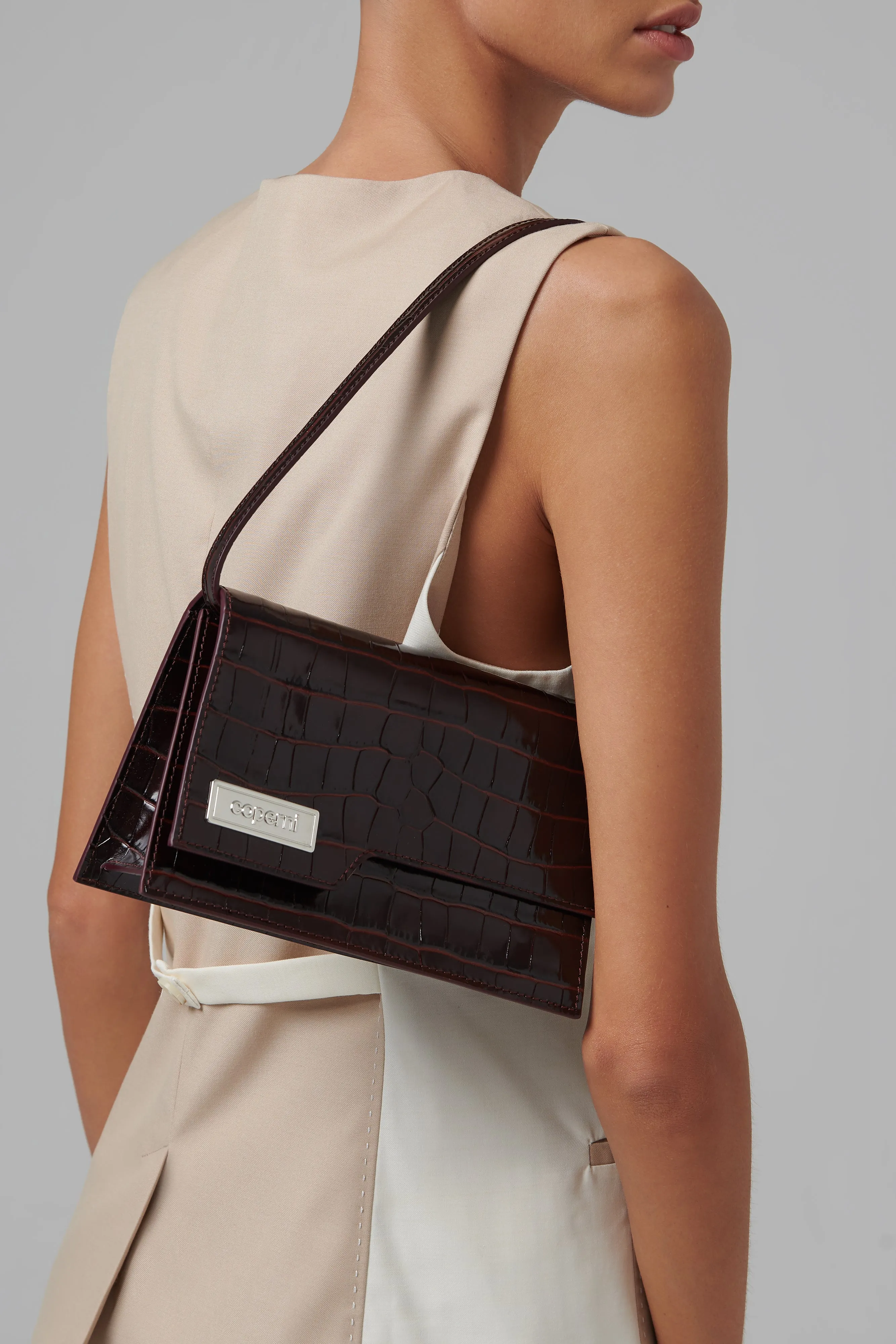 Coperni  Brown Croco Leather Shoulder Bag