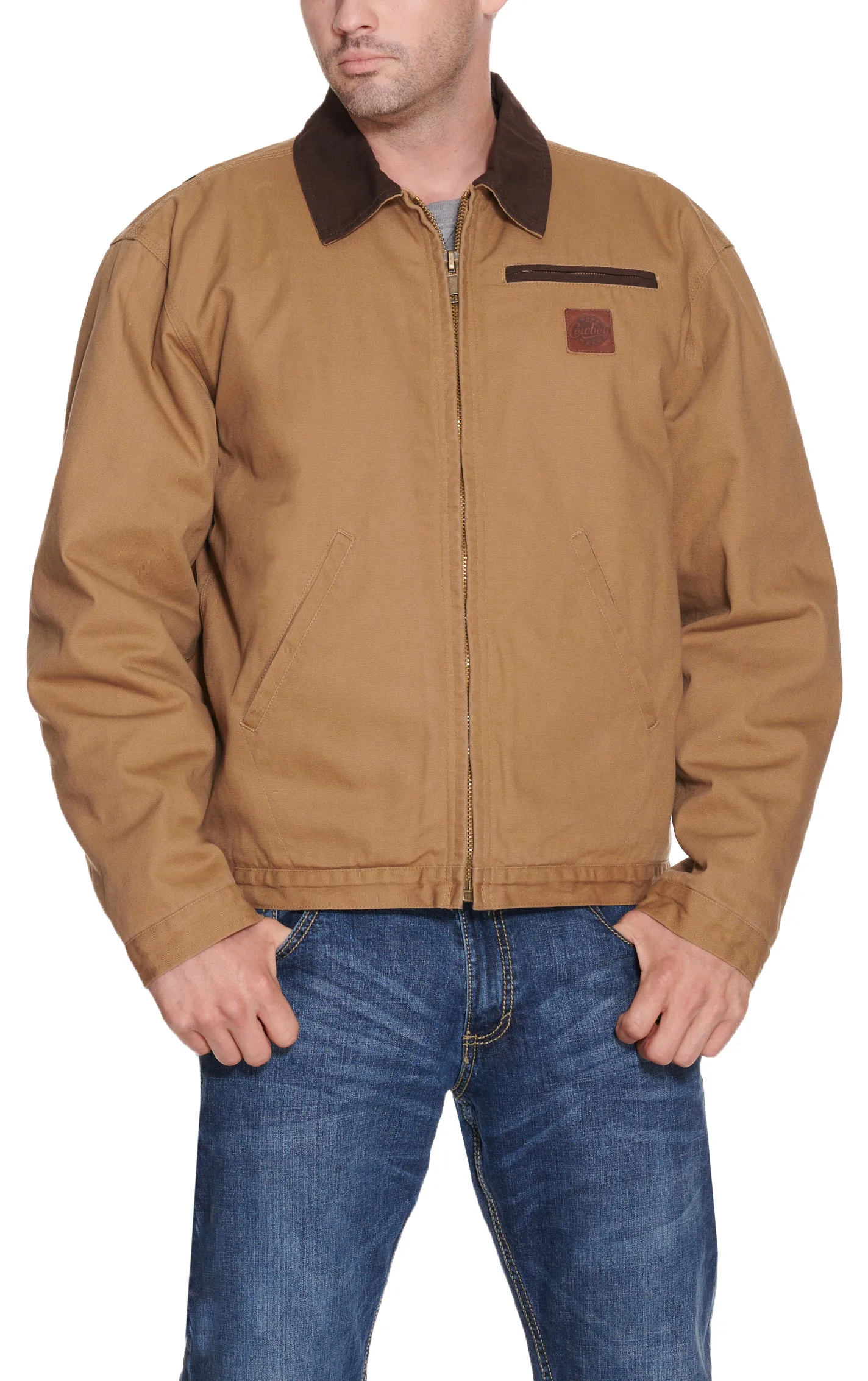 Cowboy Workwear Men's Light Tan Fleece Lined Canvas Jacket