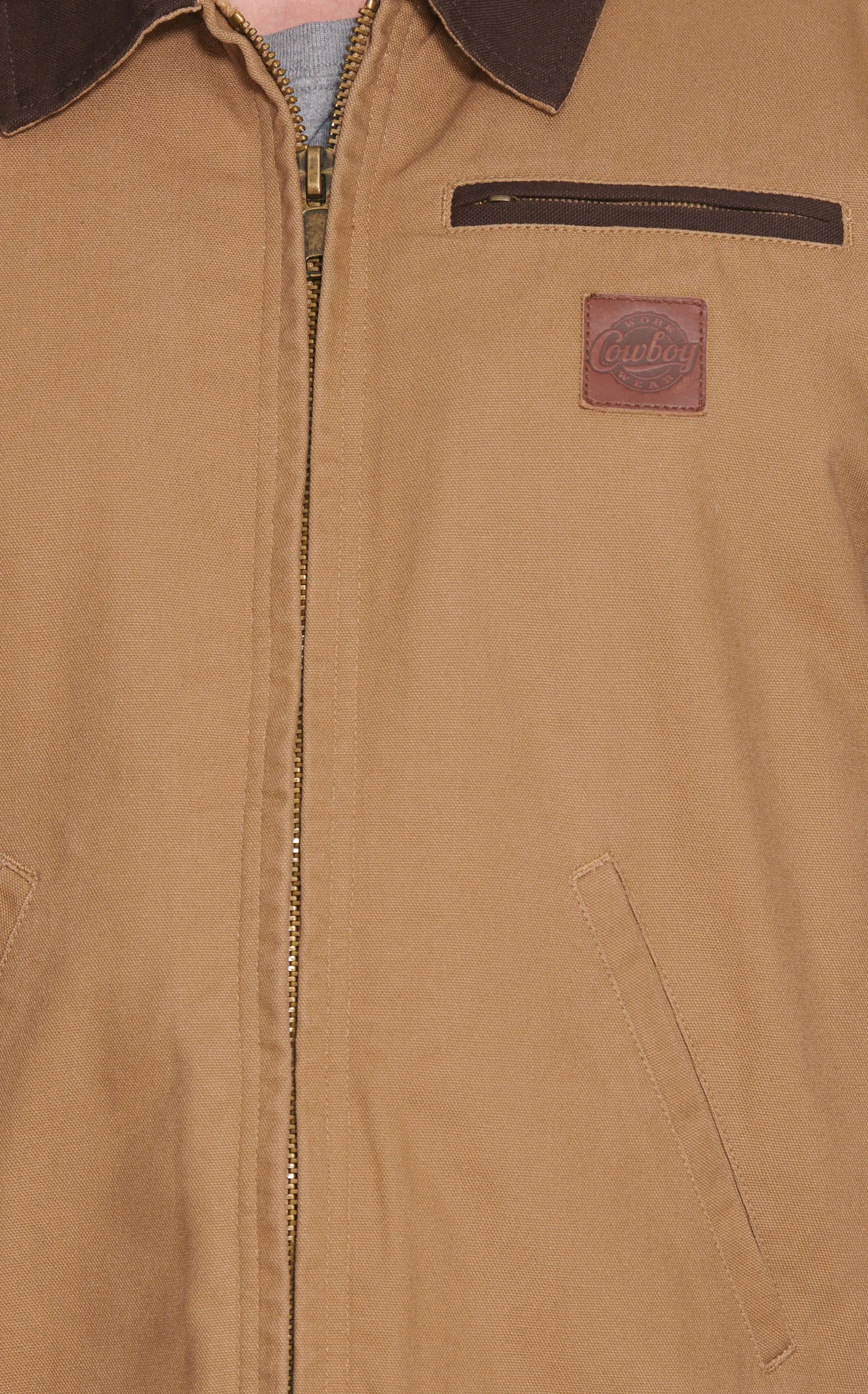 Cowboy Workwear Men's Light Tan Fleece Lined Canvas Jacket