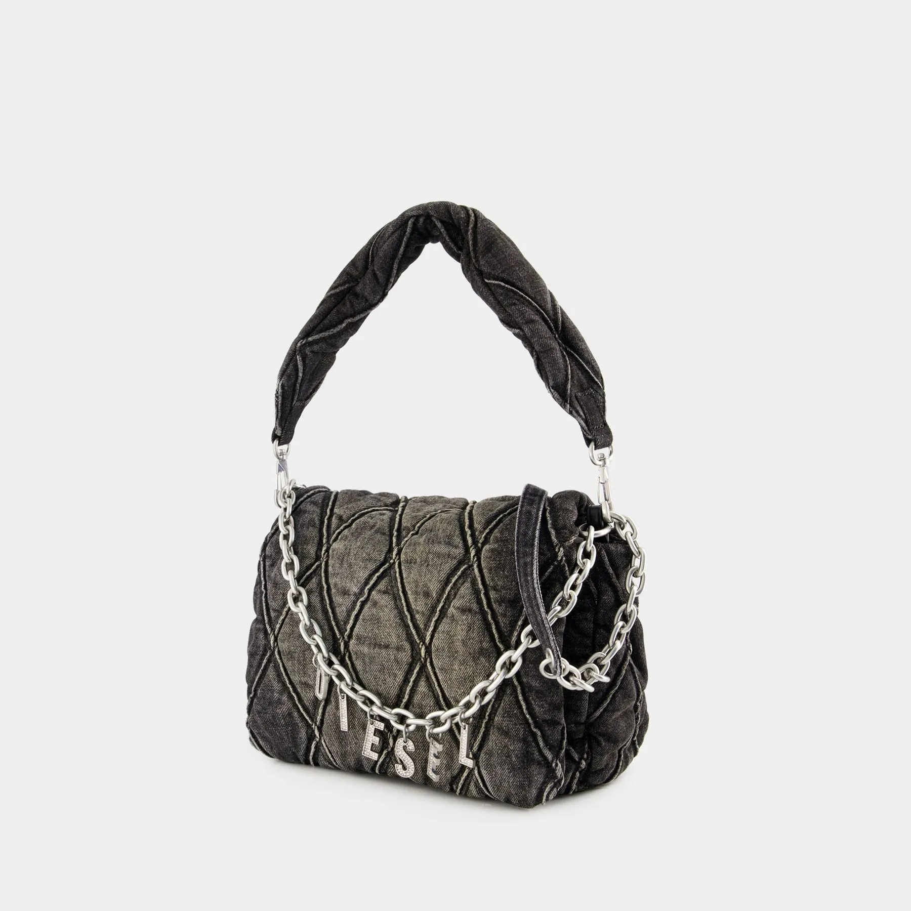 DIESEL  Charm Shoulder Bag - Diesel - Cotton - Black