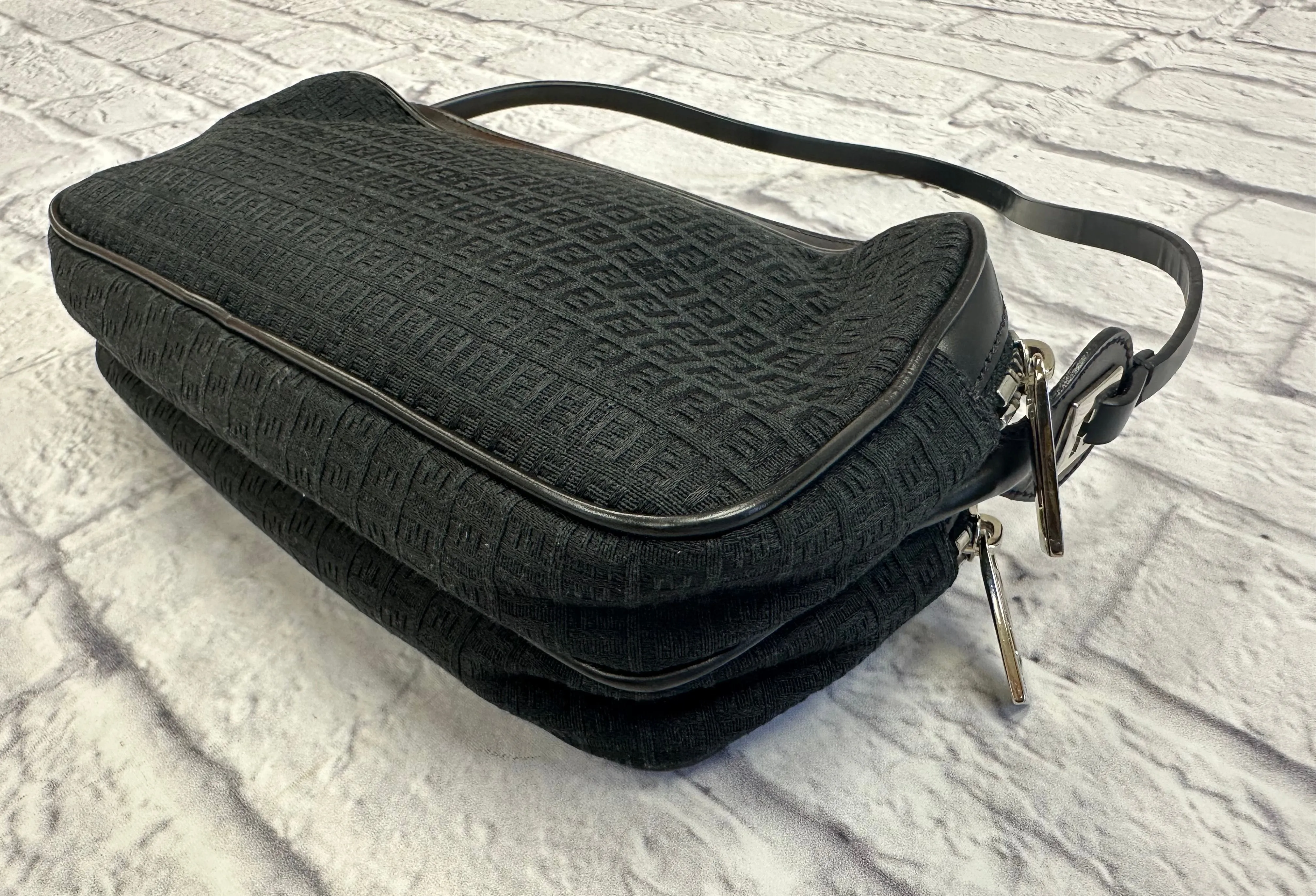 Fendi Double Zipper Zucchino Shoulder Bag