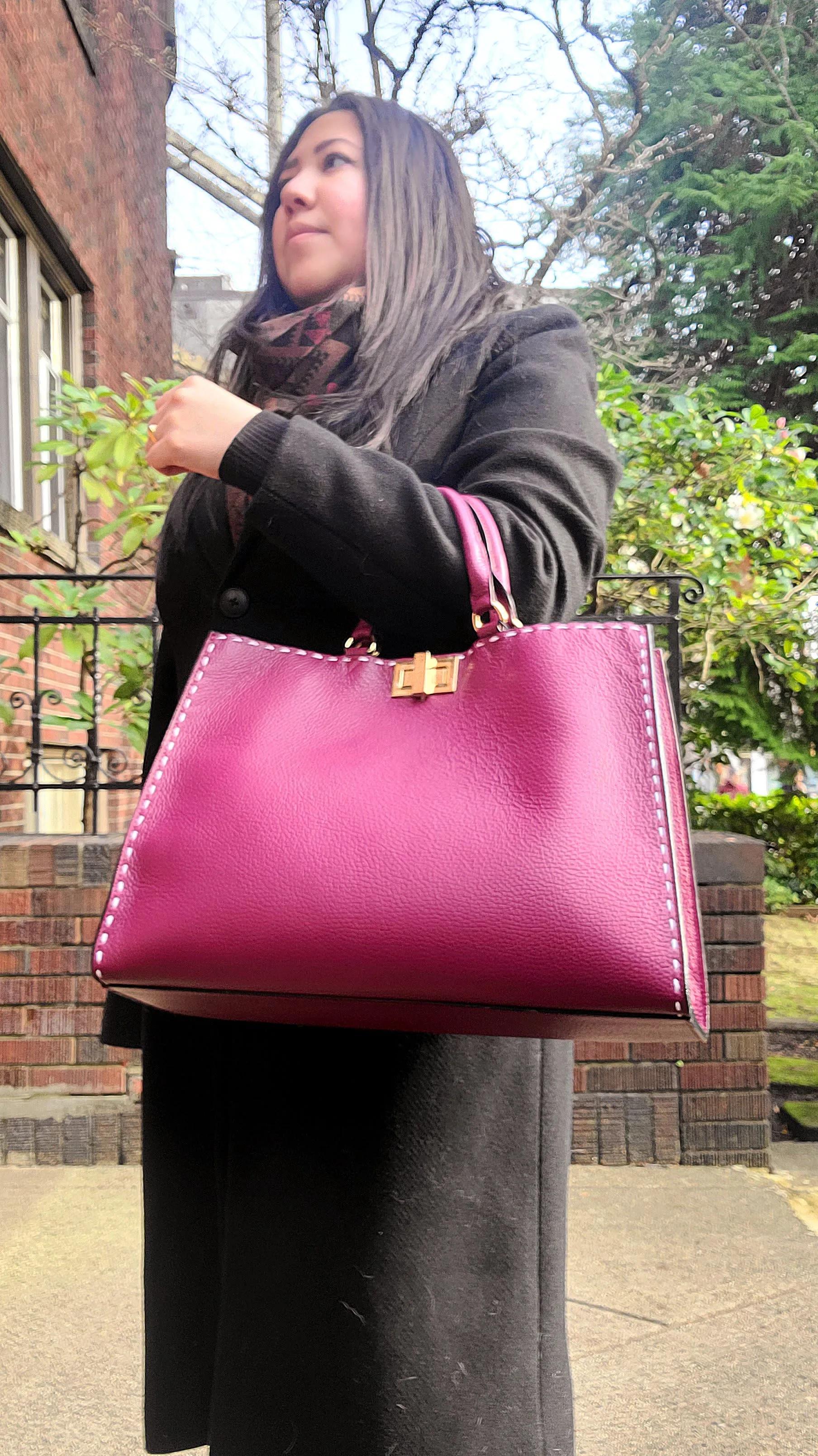 FP47852 Plum Leather Bag