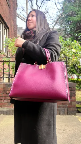 FP47852 Plum Leather Bag