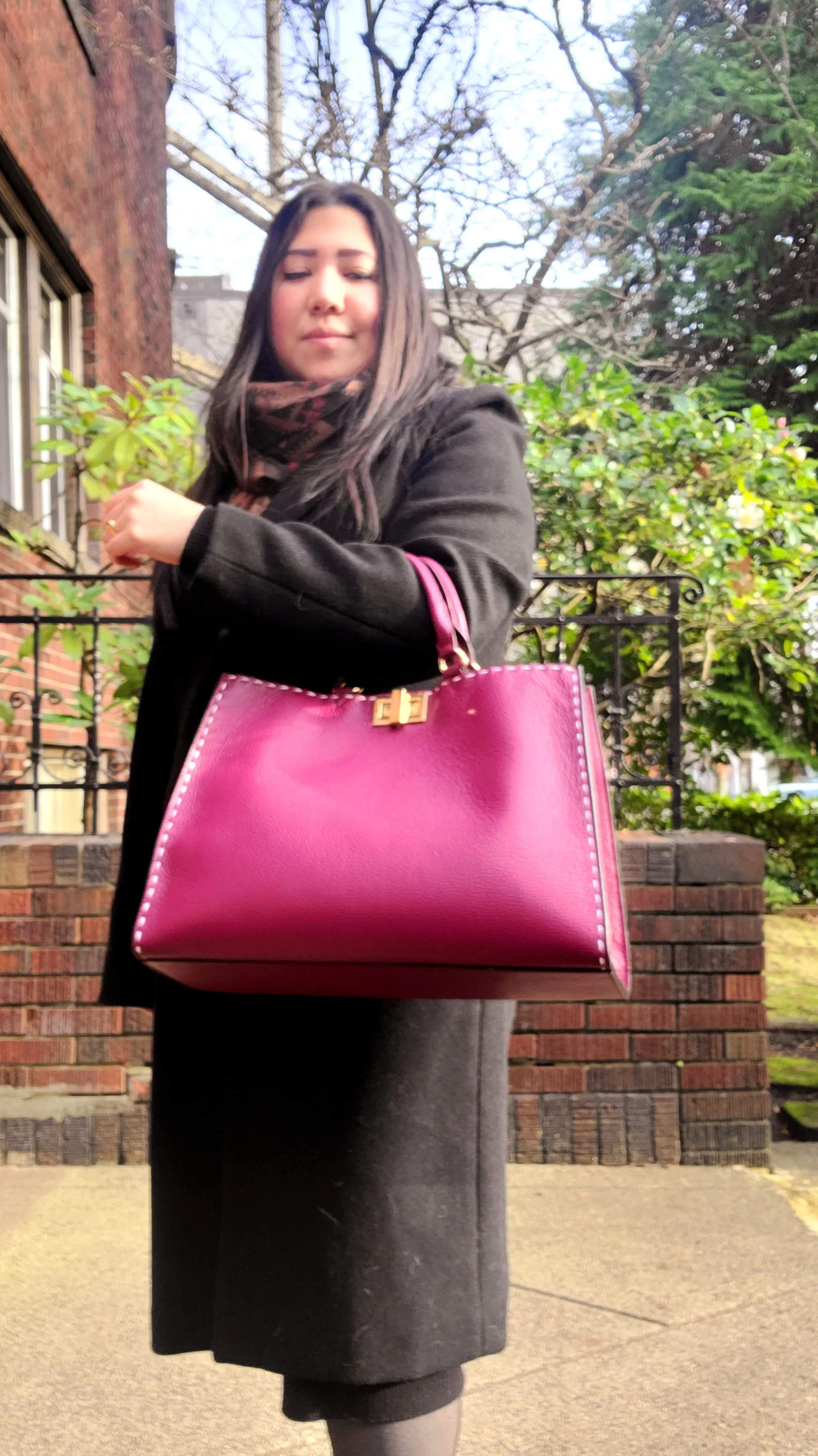 FP47852 Plum Leather Bag