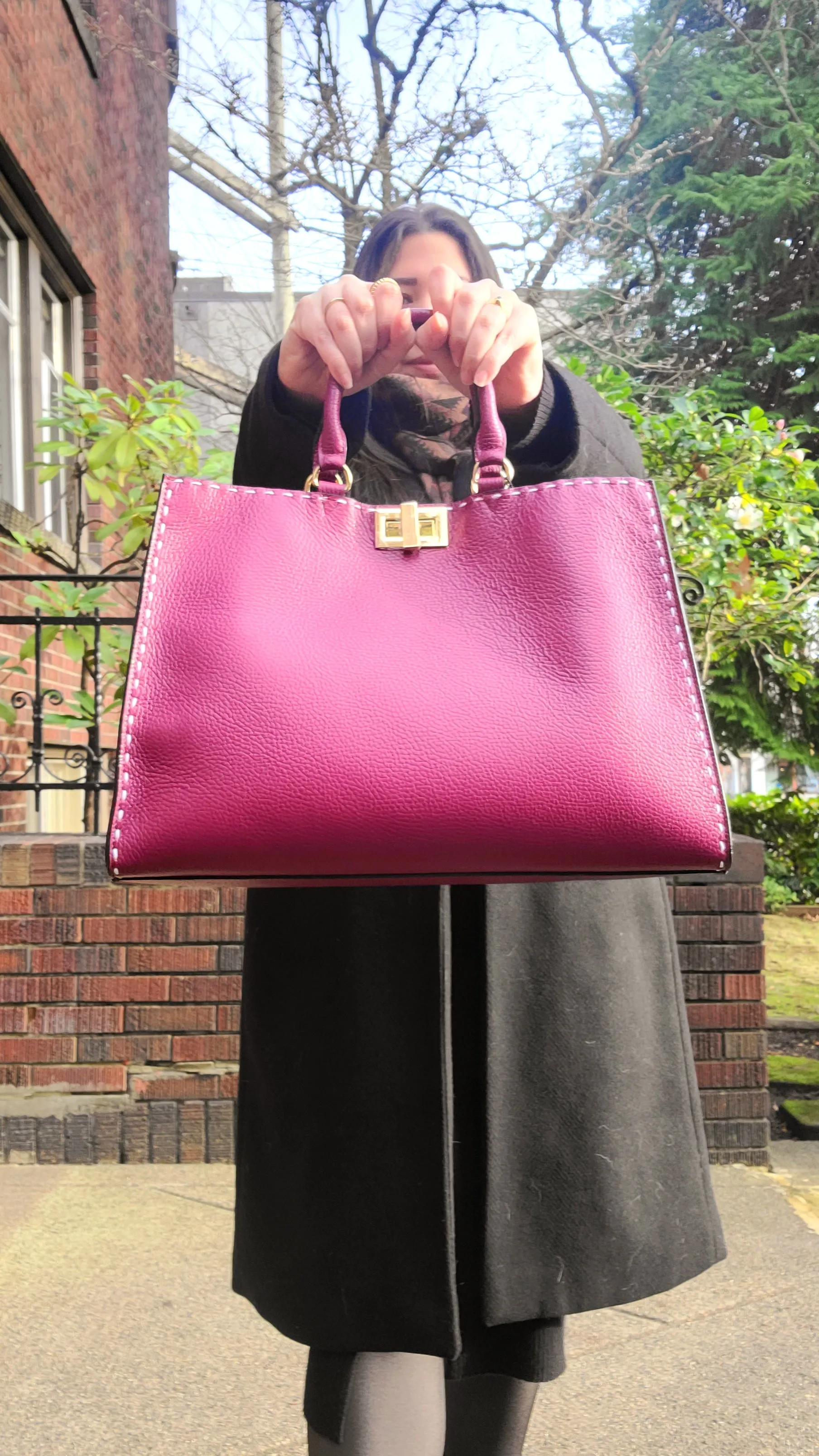 FP47852 Plum Leather Bag