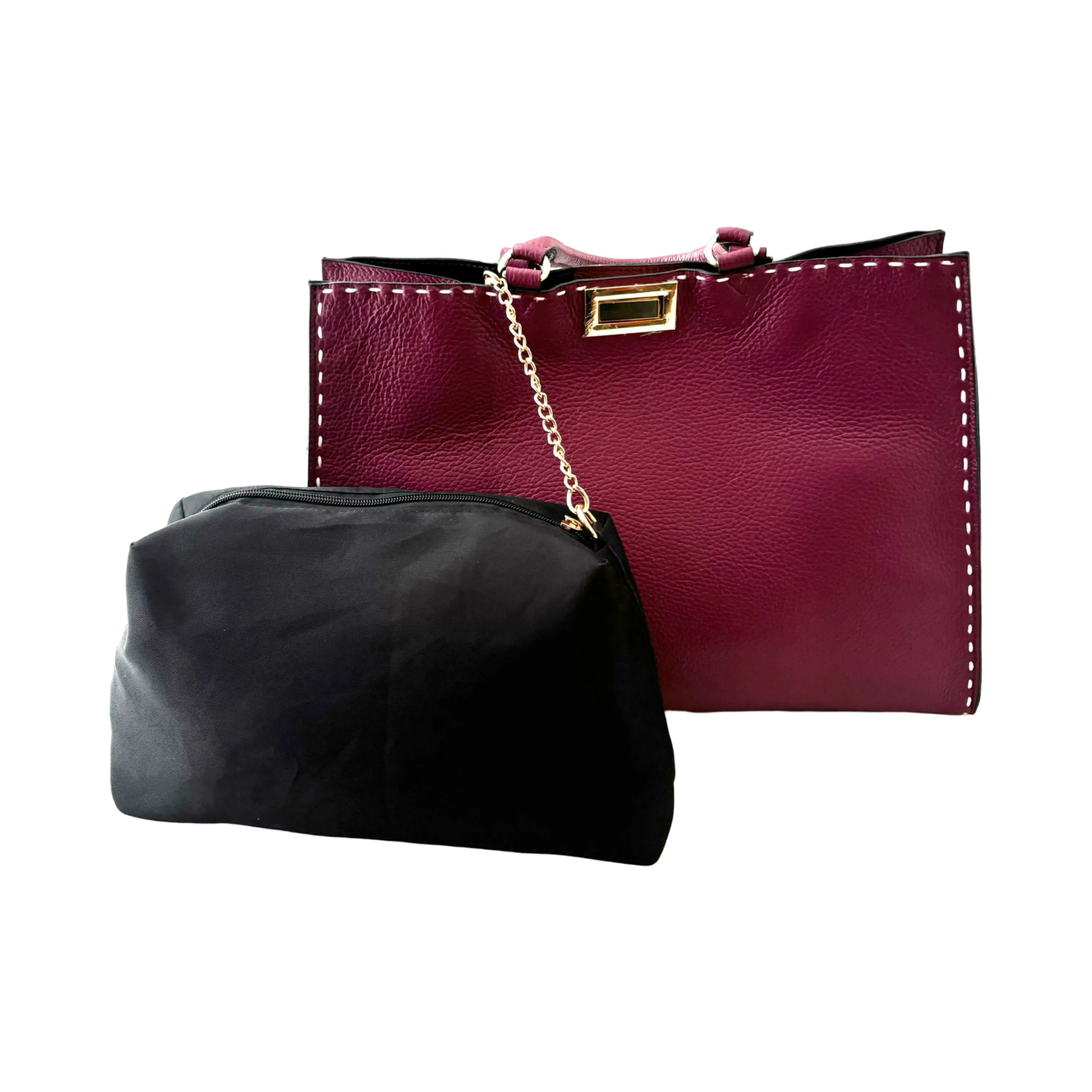 FP47852 Plum Leather Bag