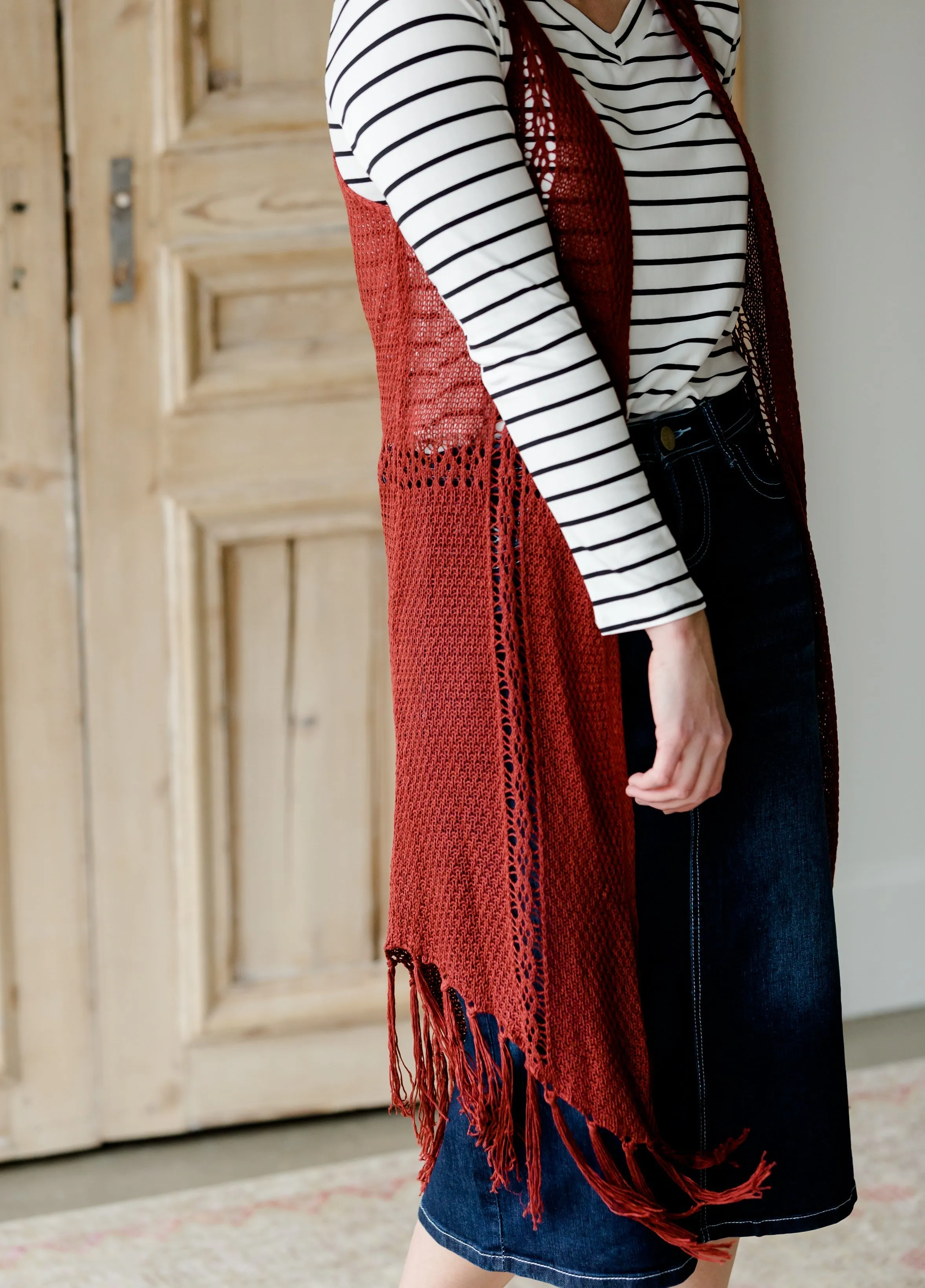 Fringe Detail Duster Vest - FINAL SALE