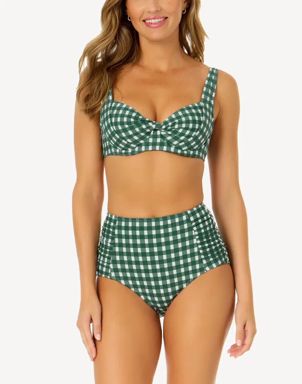 Gingham Retro Twist Underwire Bikini Top