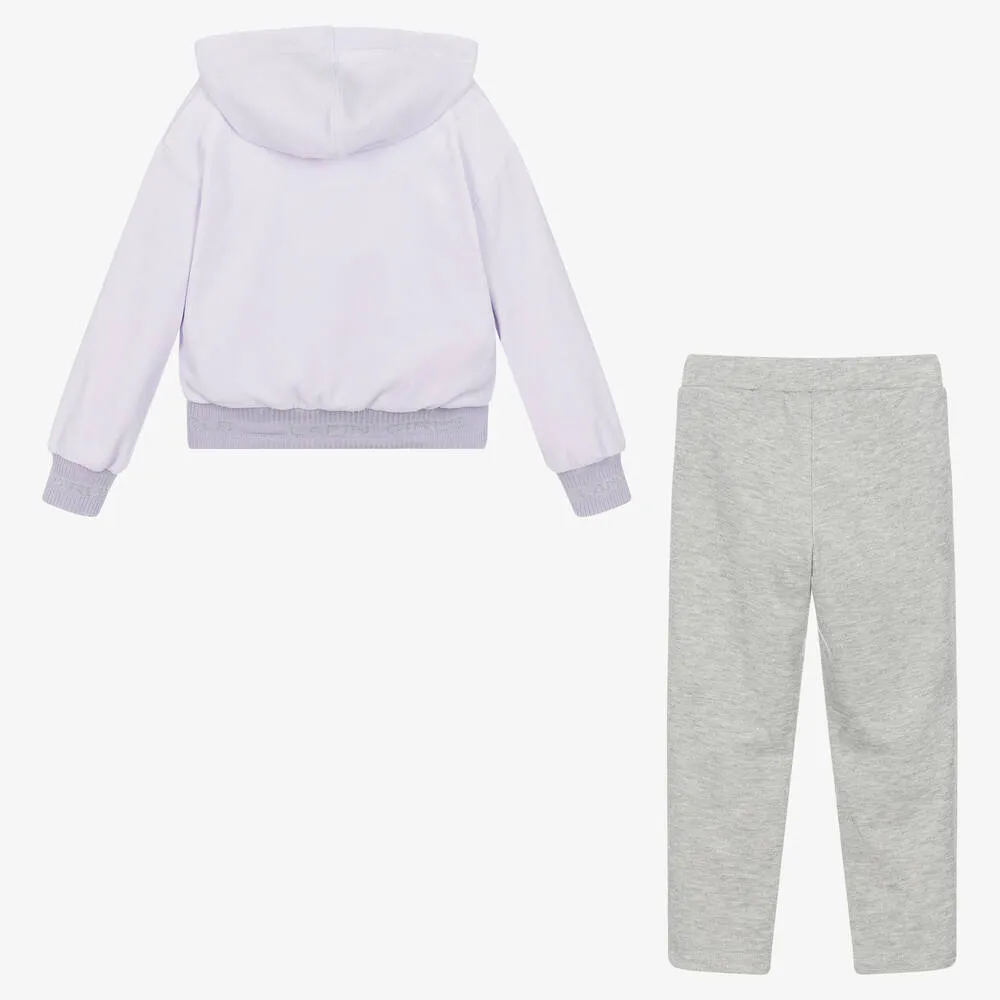 Girls Lilac Purple & Grey Tracksuit