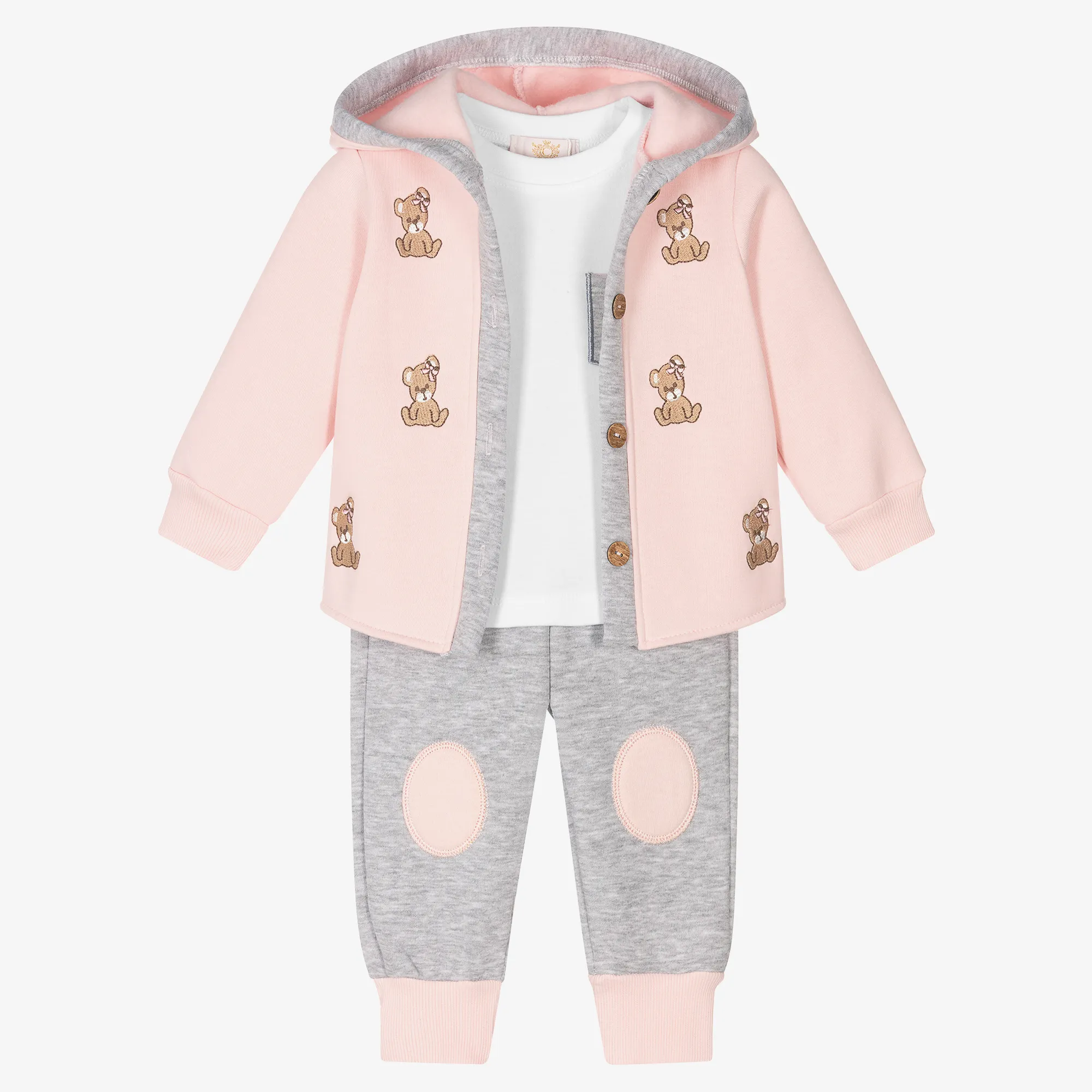 Girls Pink & Grey Tracksuit Set