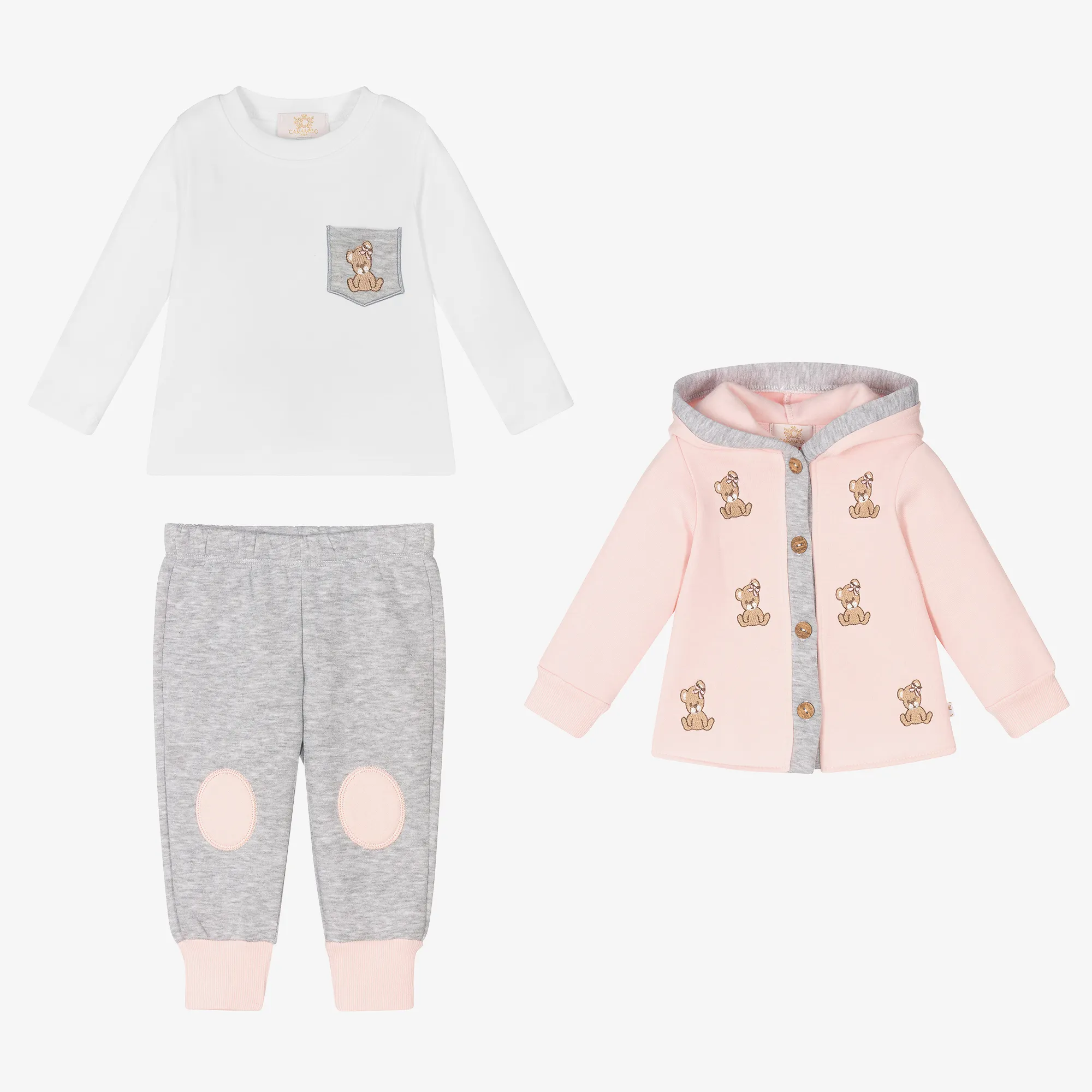 Girls Pink & Grey Tracksuit Set