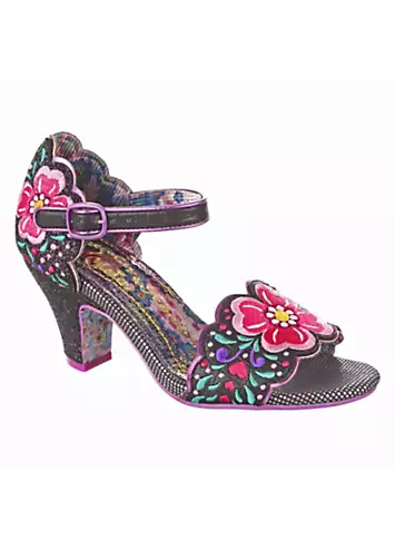 Irregular Choice Posie Picking Black Heeled Sandals | Kaleidoscope