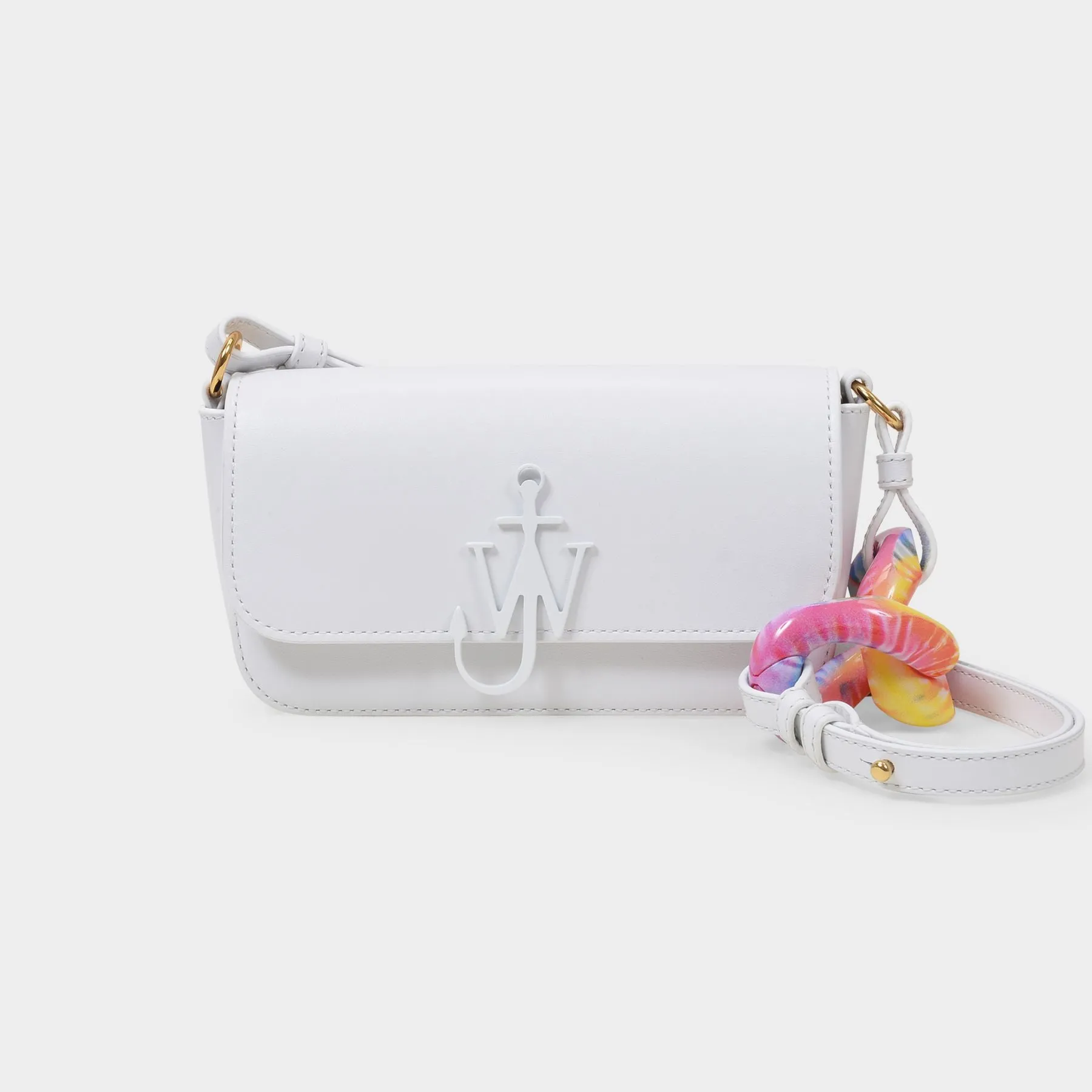 J.W. Anderson  Tie Dye Chain Baguette Anchor Bag in White Leather