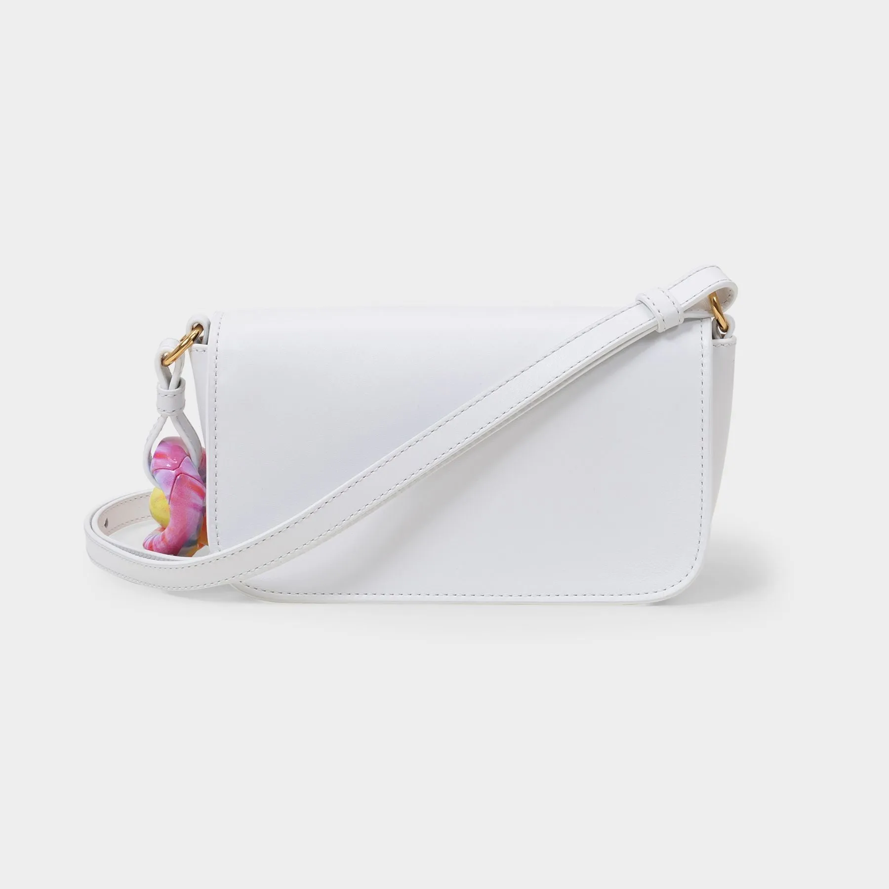 J.W. Anderson  Tie Dye Chain Baguette Anchor Bag in White Leather