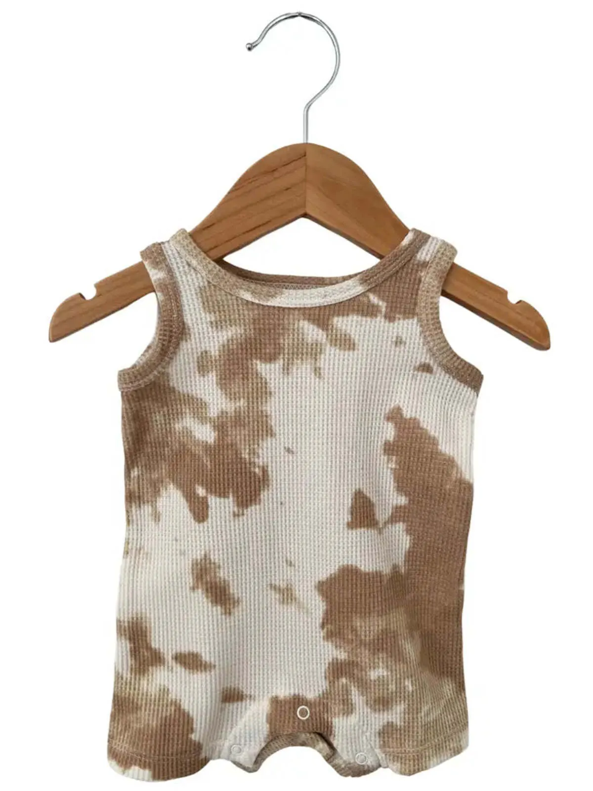 Kids SpearmintLove Organic Waffle Shortie Romper - Almond Tie Dye