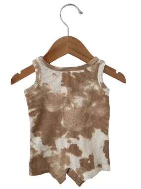 Kids SpearmintLove Organic Waffle Shortie Romper - Almond Tie Dye