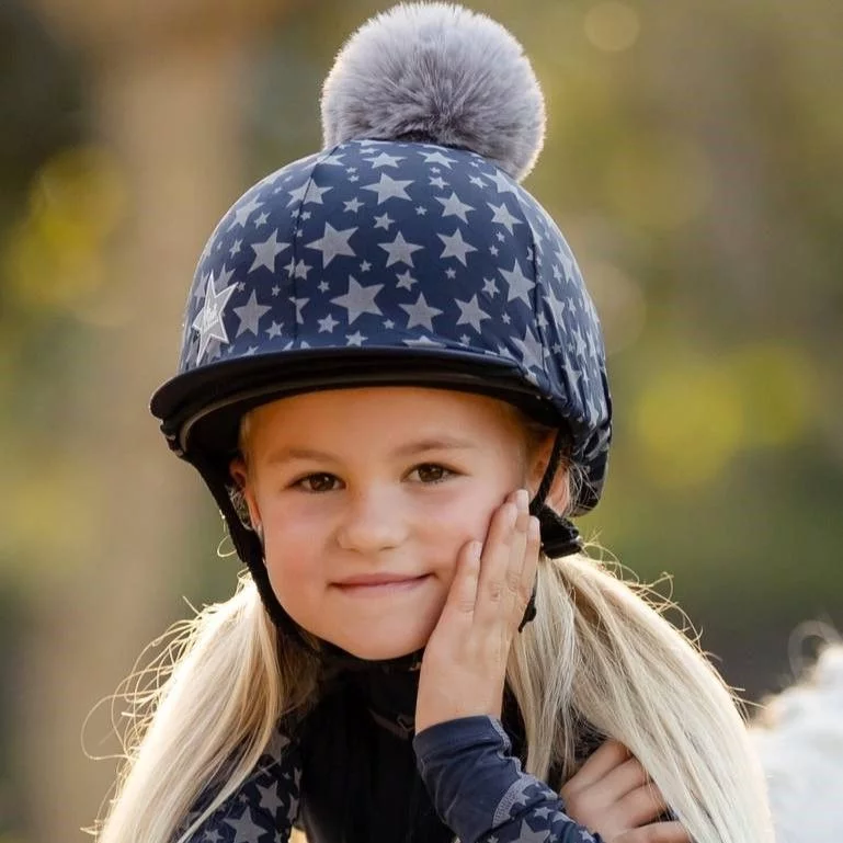 LeMieux Mini Reflective print Pom Hat Silk