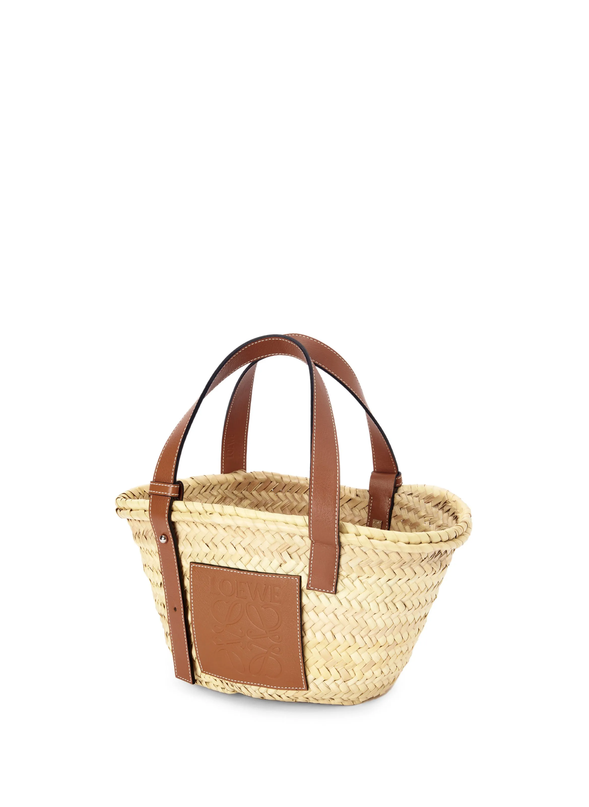 LOEWE  Raffia and leather basket bag  - Beige