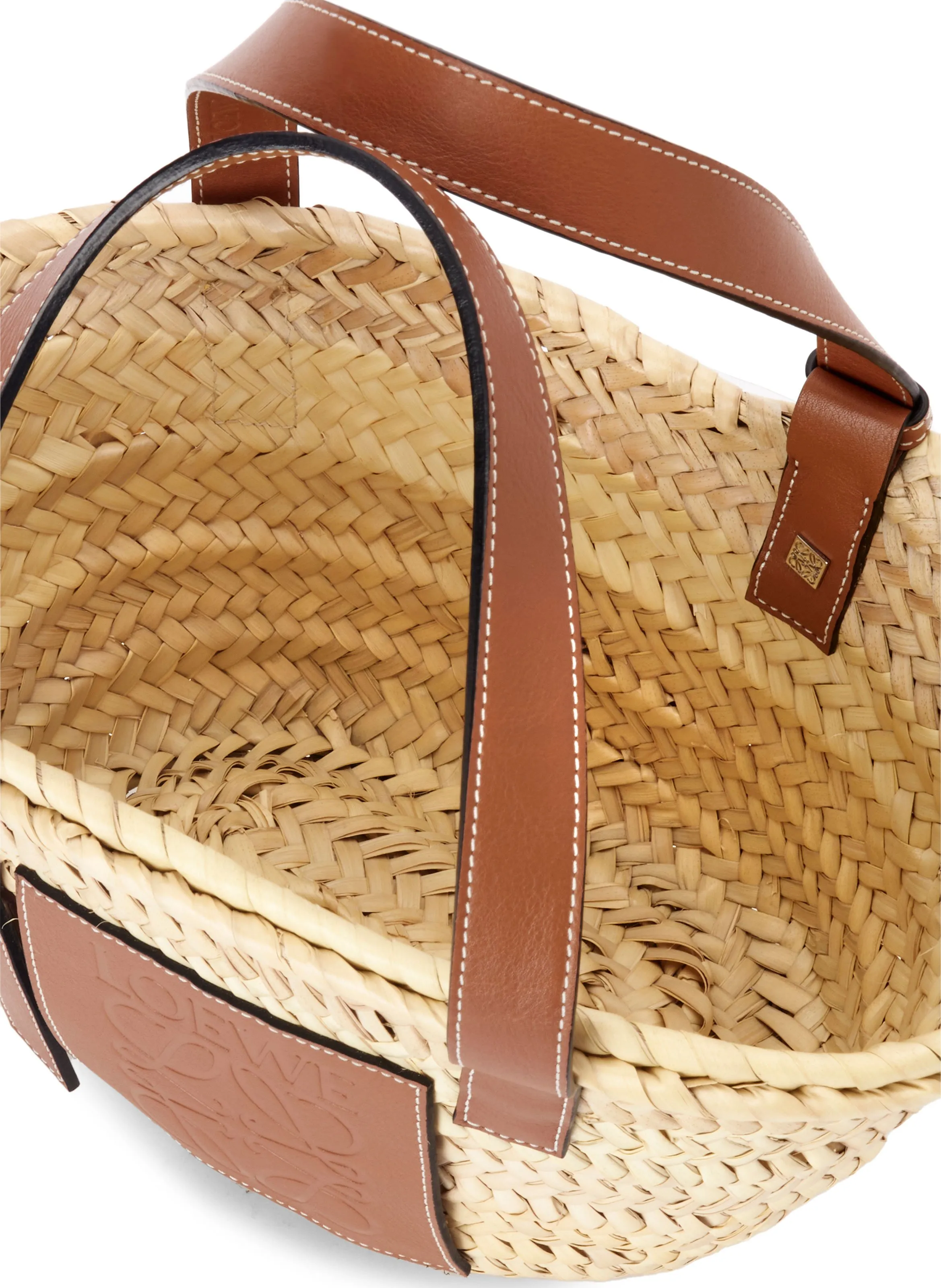 LOEWE  Raffia and leather basket bag  - Beige