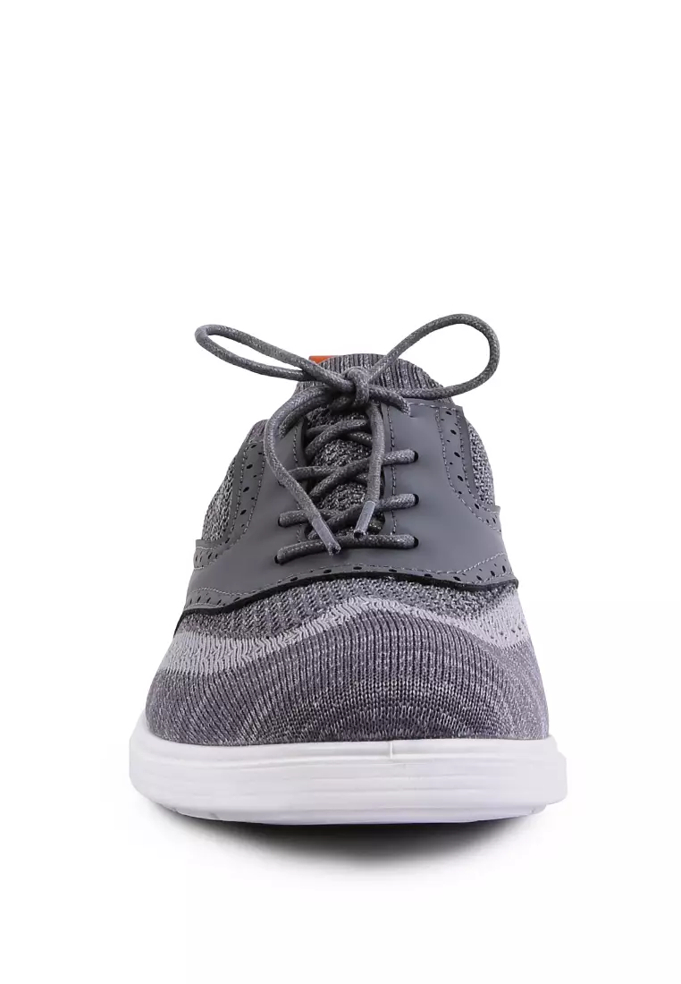 London Rag Grey Casual Knitted Brogue Sneakers