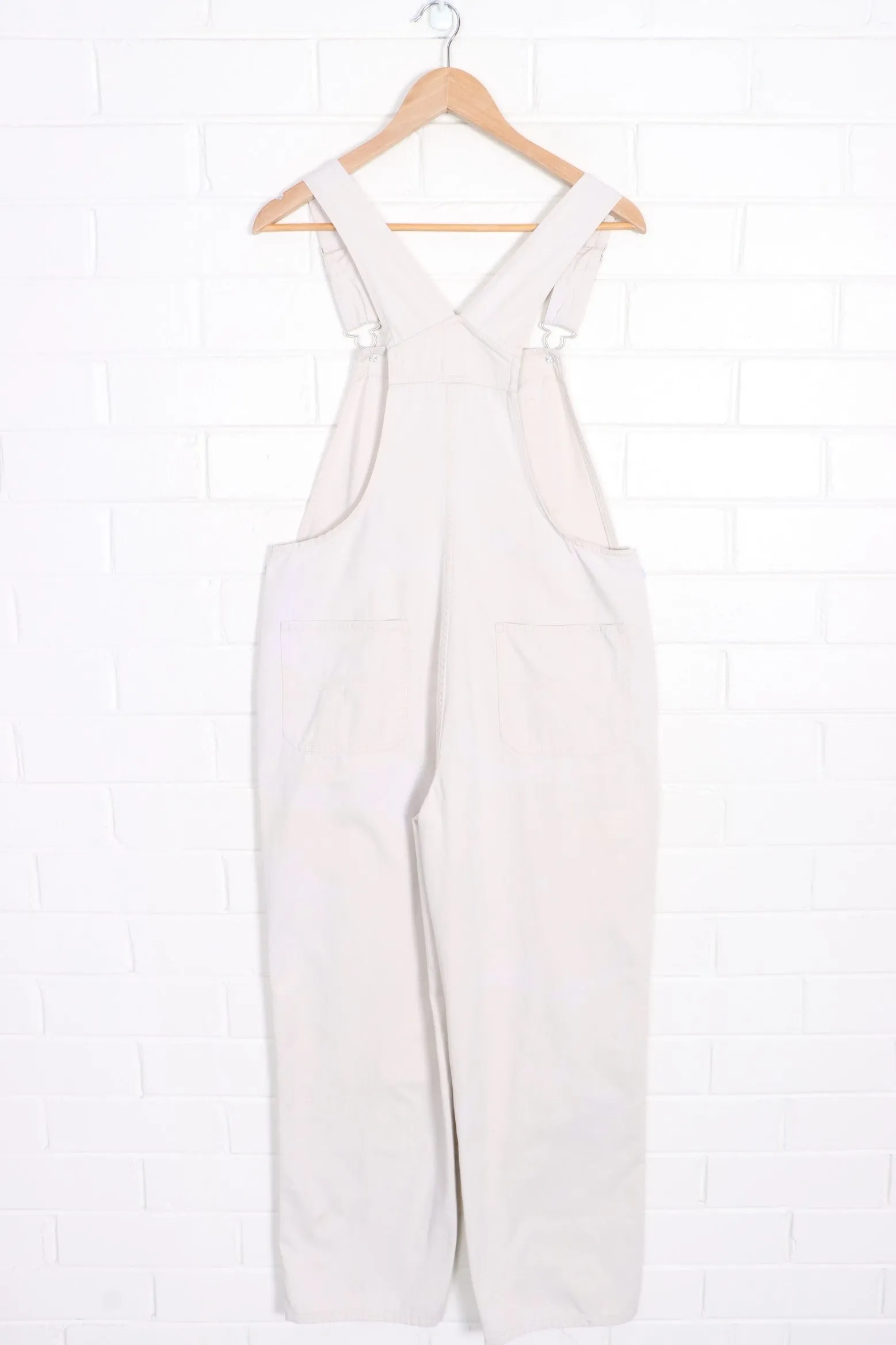 Long White Cotton Workwear Overalls (S)