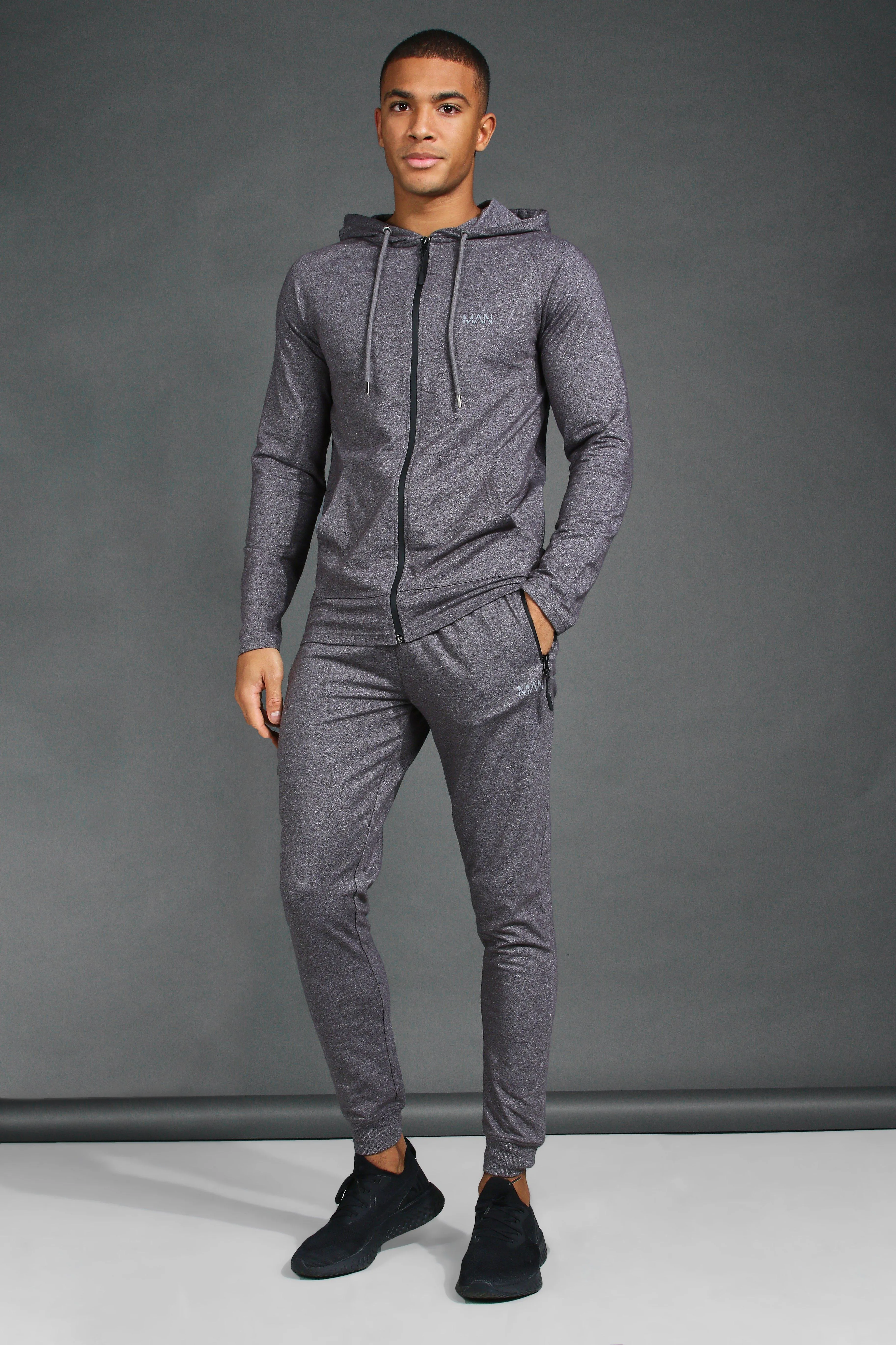 Man Active Gym Skinny Fit Hooded Tracksuit