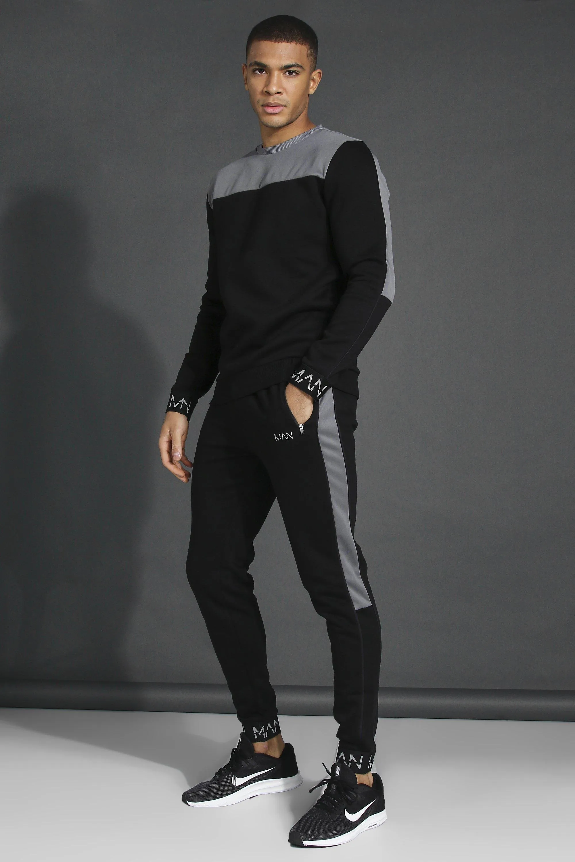 Man Active Tech Panel Sweatshirt Tracksuit