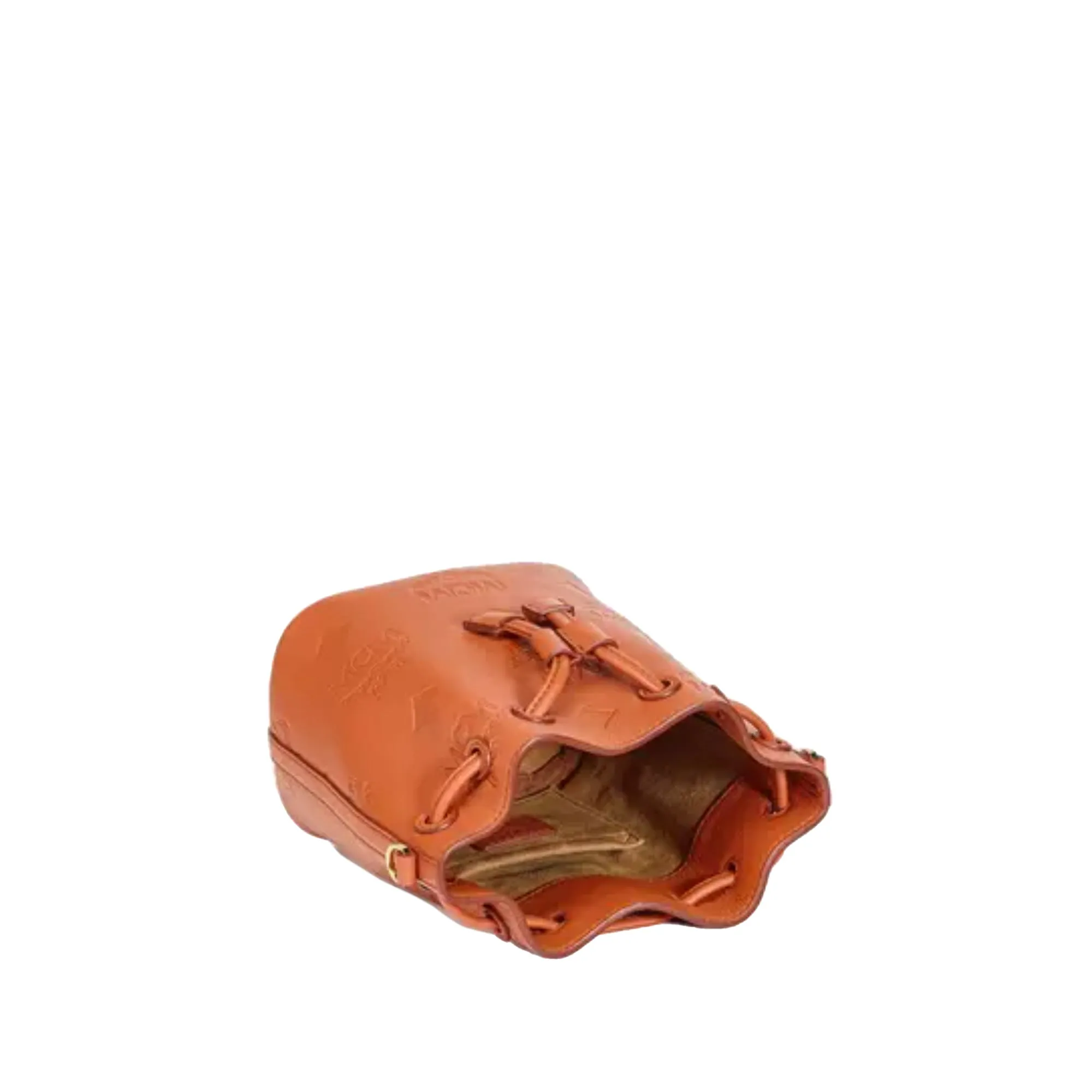 MCM Women's Bucket Bag in Natural Nappa Leather with Embossed Visetos Monogram