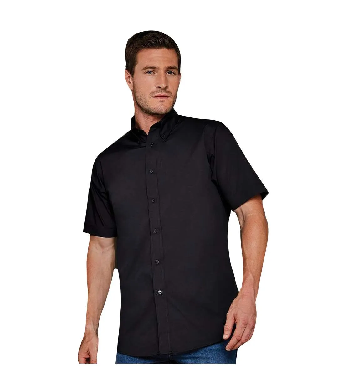 Mens workforce short sleeve shirt / mens workwear shirt black Kustom Kit